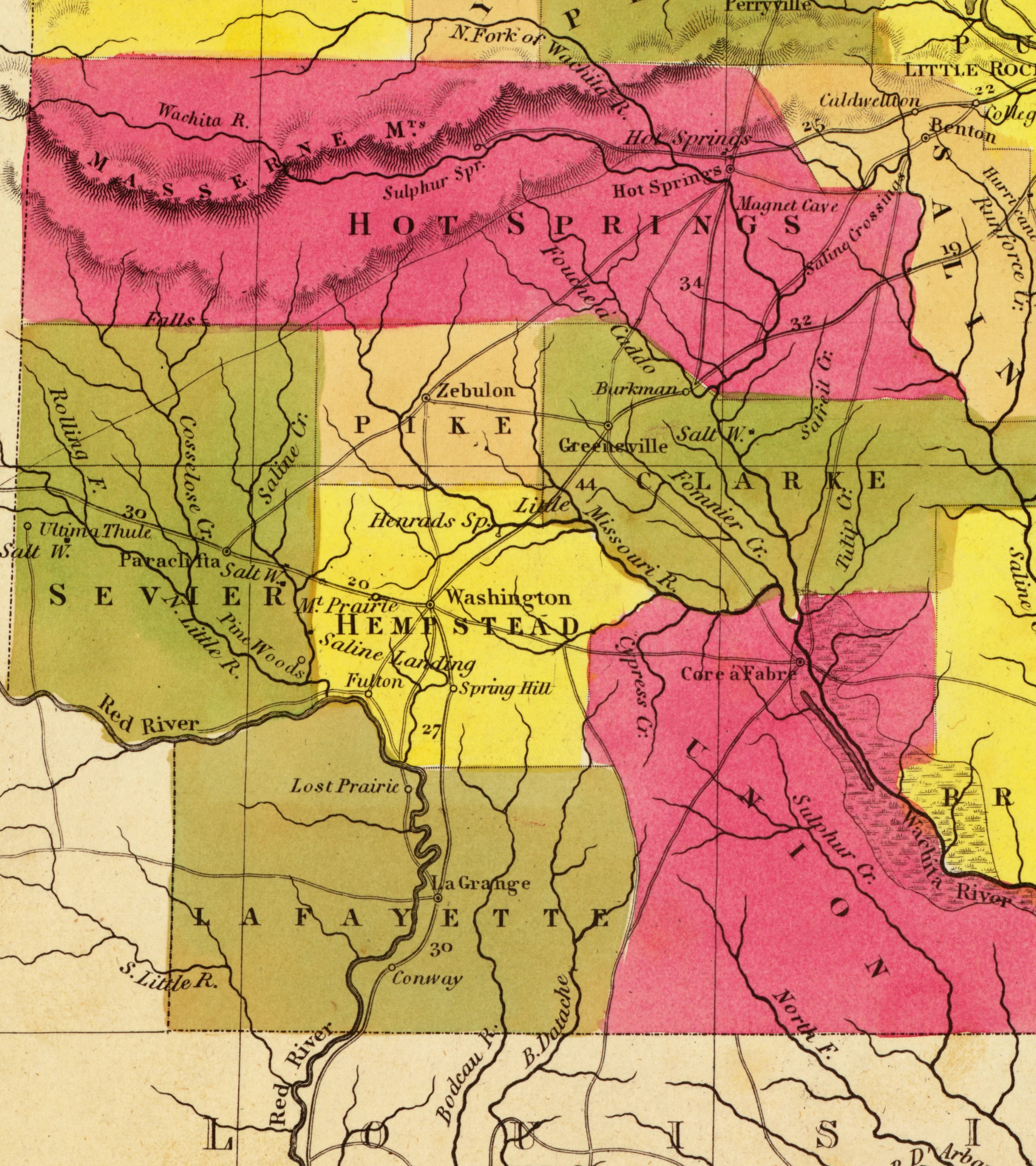 A New Map of Arkansas - Canals, Roads, and Distances, 1847 - Image 5
