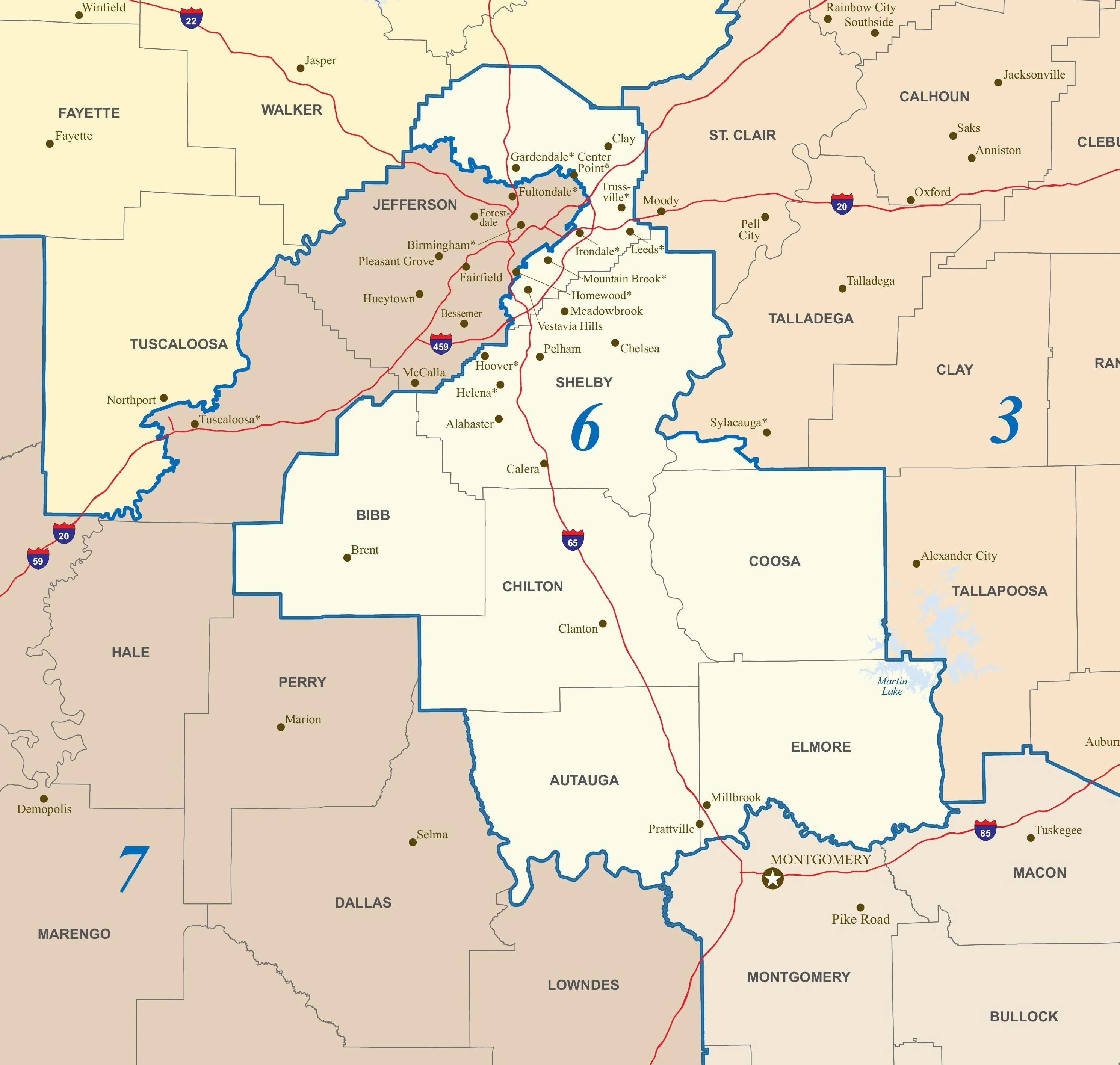 Alabama Congressional District Wall Map - Image 3