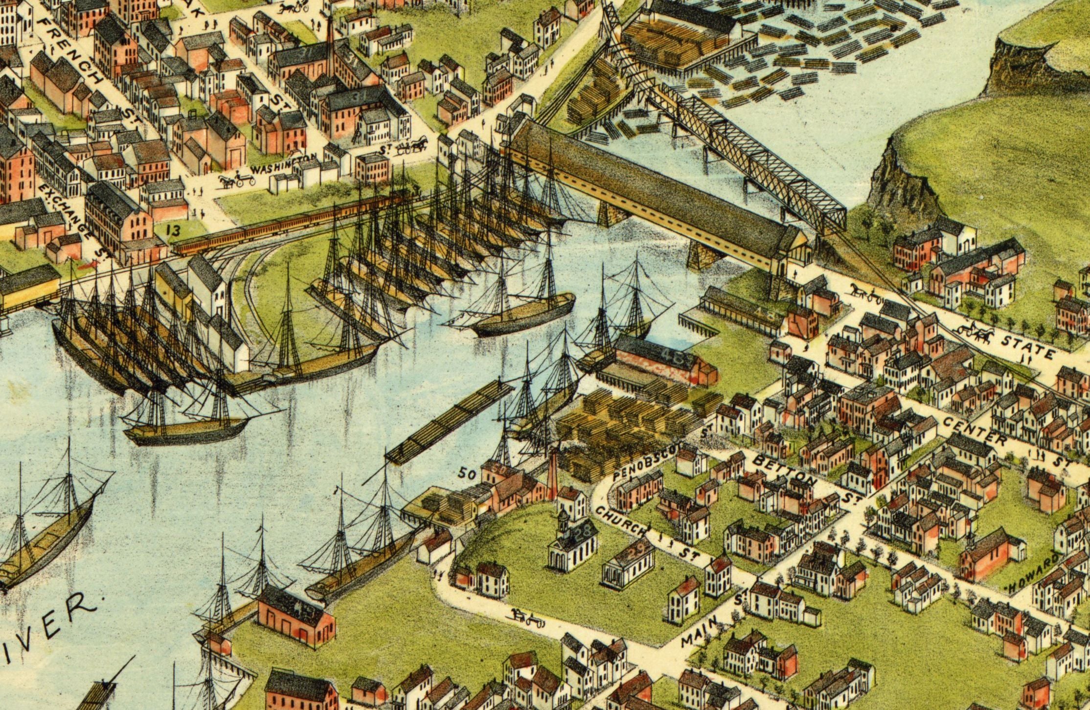 Bird's Eye View of Bangor, 1875 - Image 3