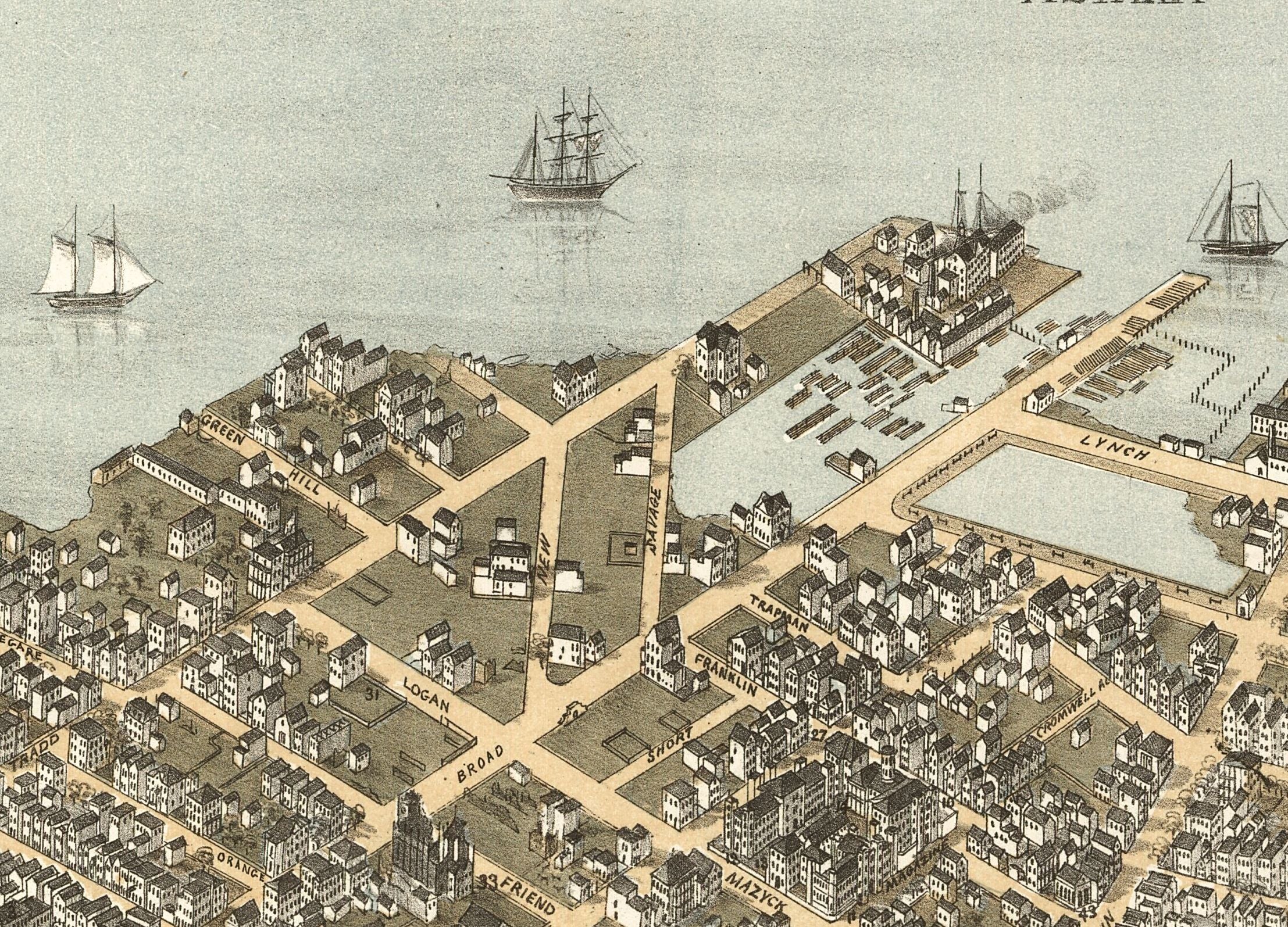 Bird's Eye View of Charleston, SC - 1872 - Image 3