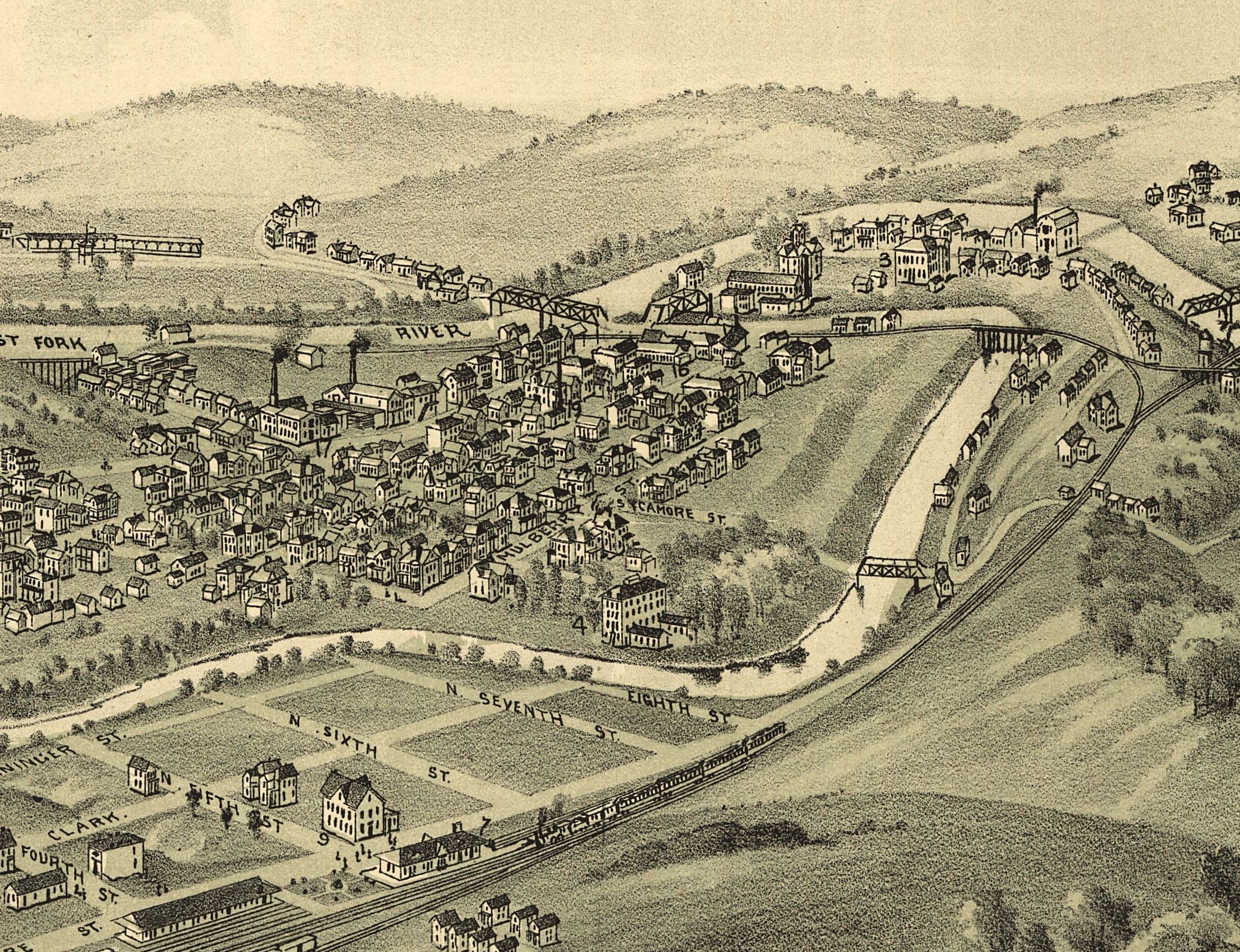 Bird's Eye View of Clarksburg, WV,  1898 - Image 3