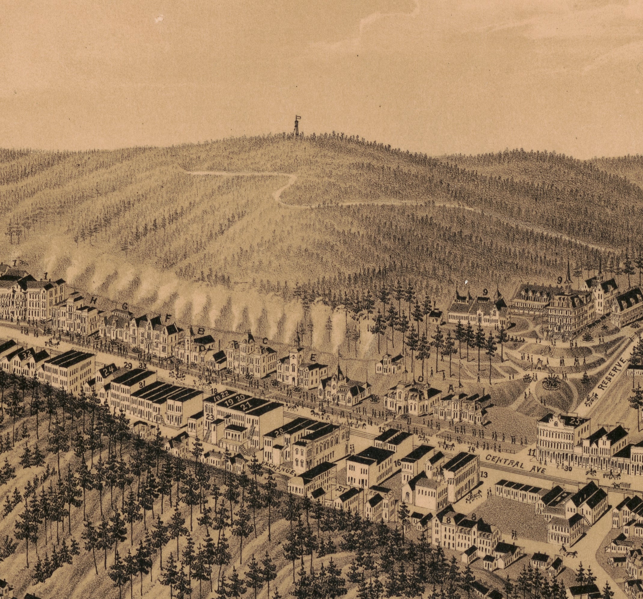 Bird's Eye View of Hot Springs Arkansas, 1888 - Image 5