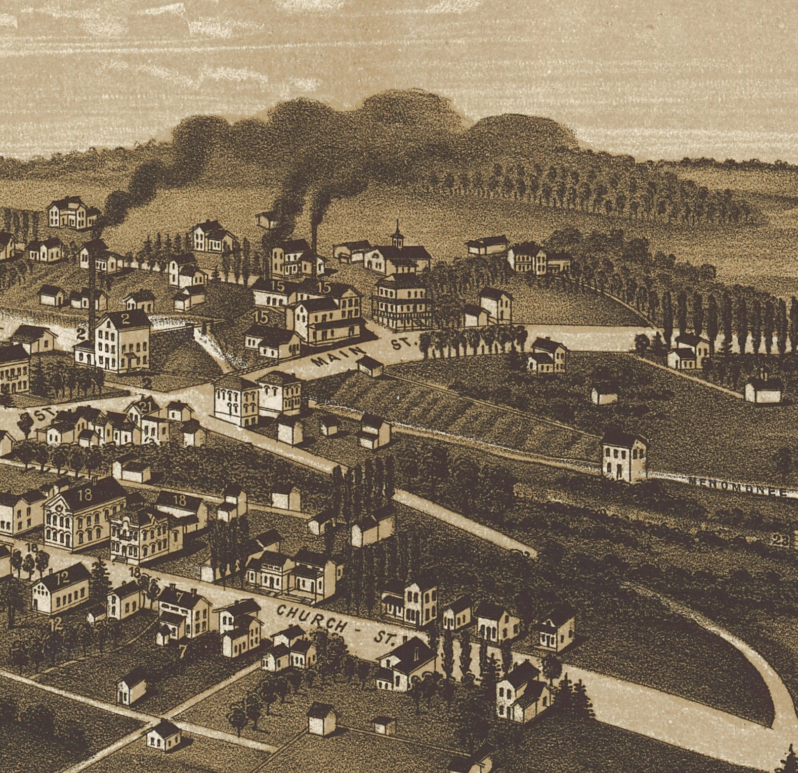 Bird's Eye View of Menomonee Falls, Wisconsin, 1886 - Image 3