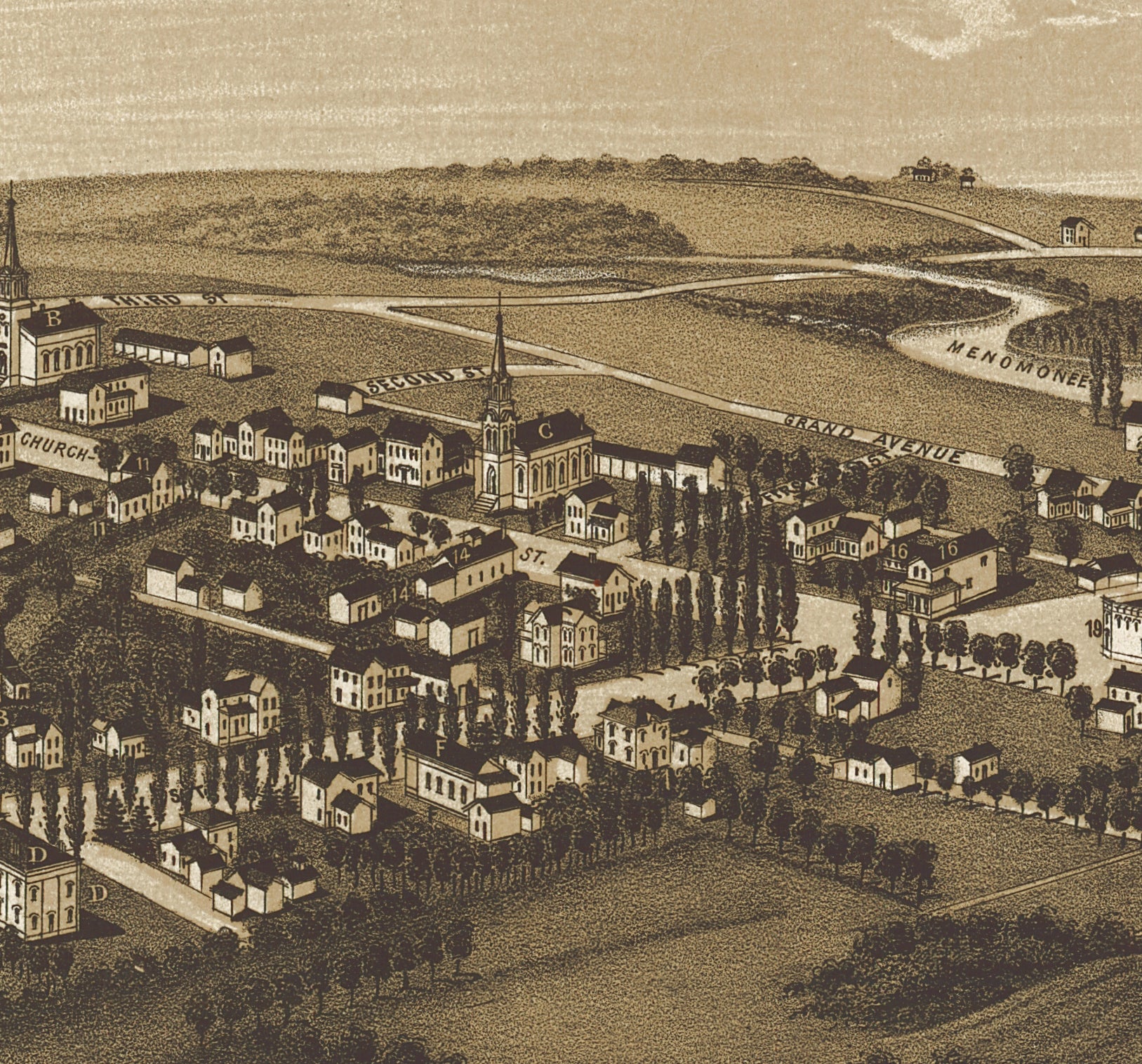Bird's Eye View of Menomonee Falls, Wisconsin, 1886 - Image 5