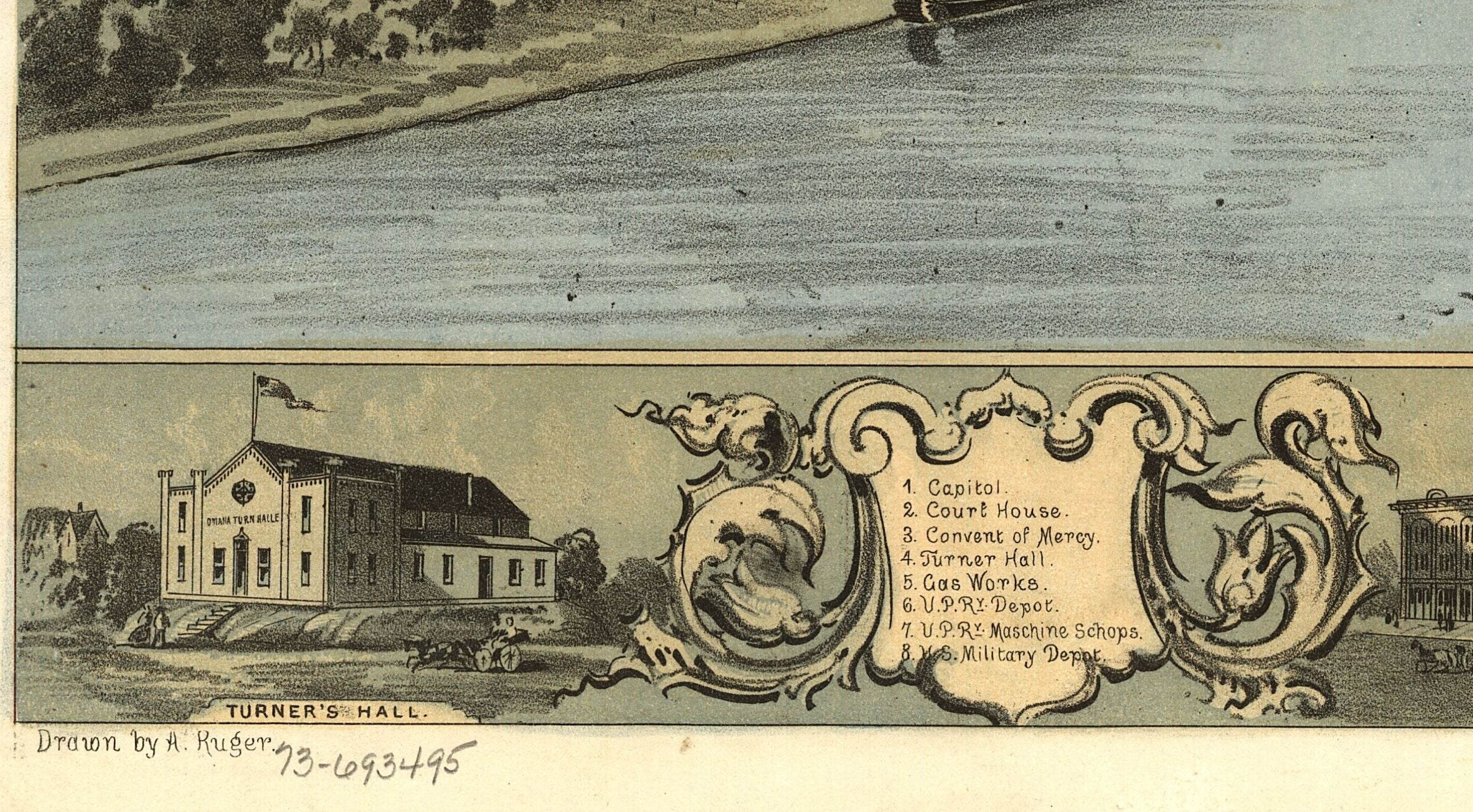 Bird's Eye View of Omaha, NE, 1868 - Image 3