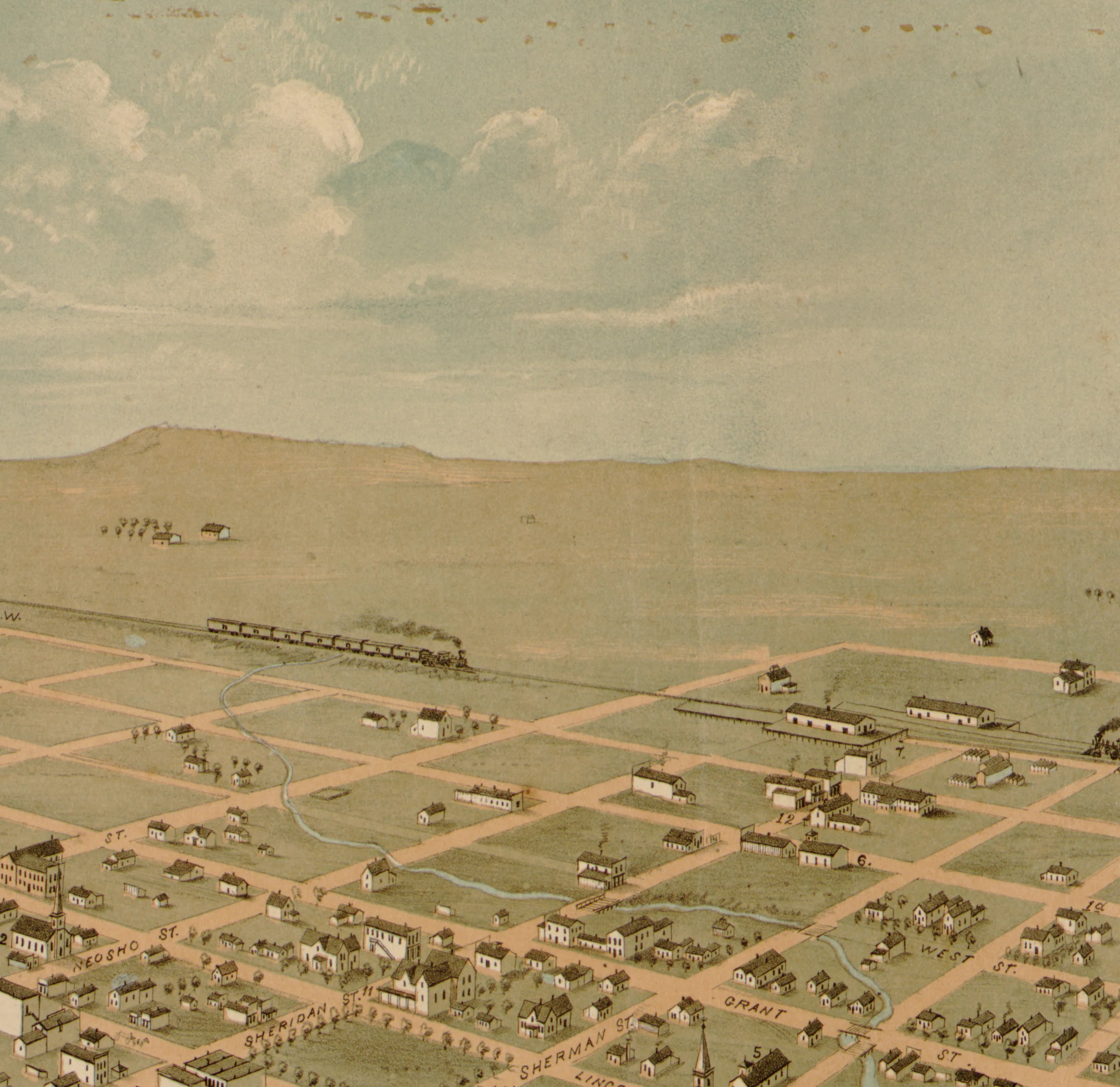 Birds Eye View of the City of Baxter Springs, Kansas, 1871 - Image 6