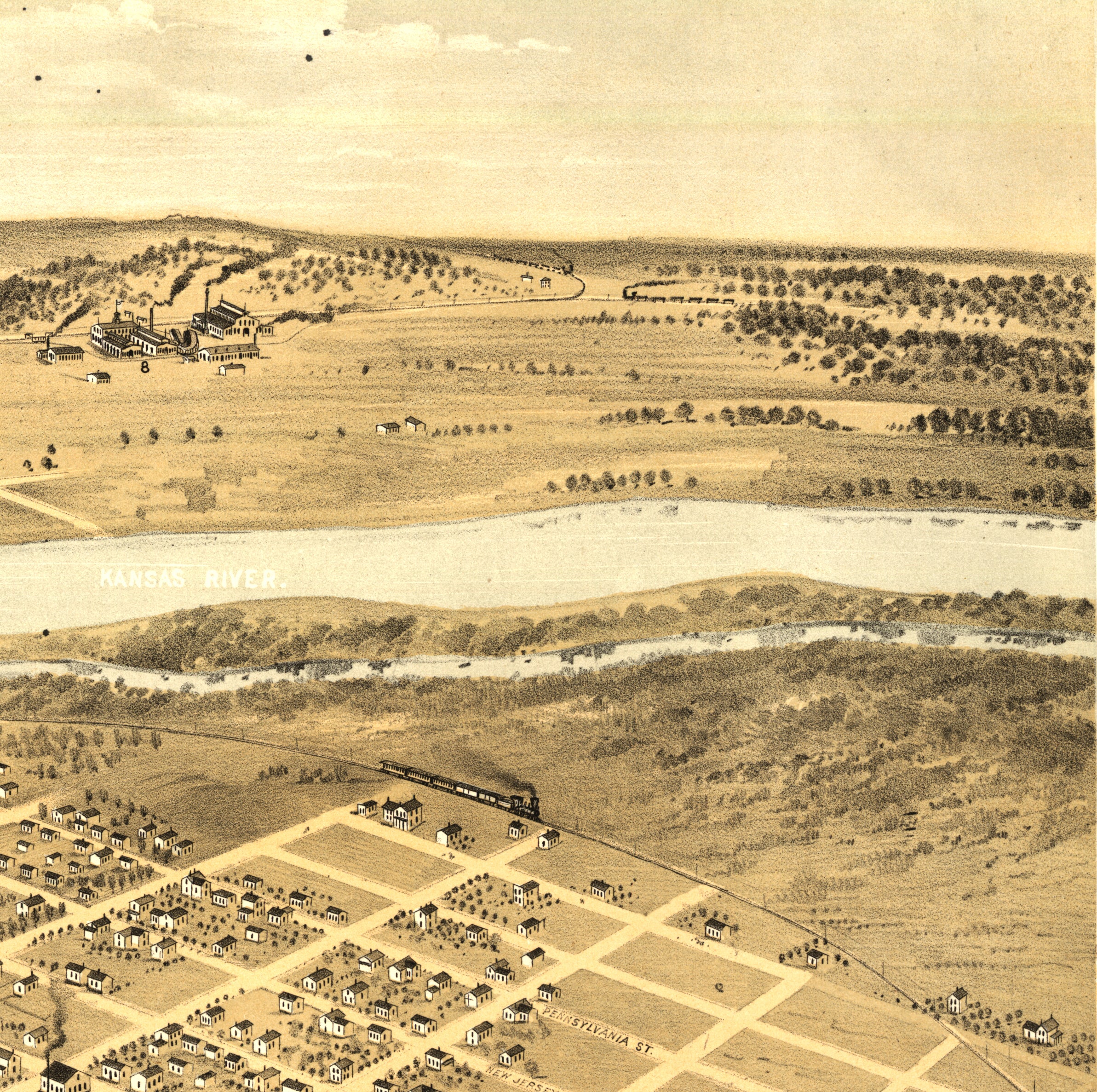 Bird's Eye View of the City of Lawrence, Kansas 1869 - Image 5