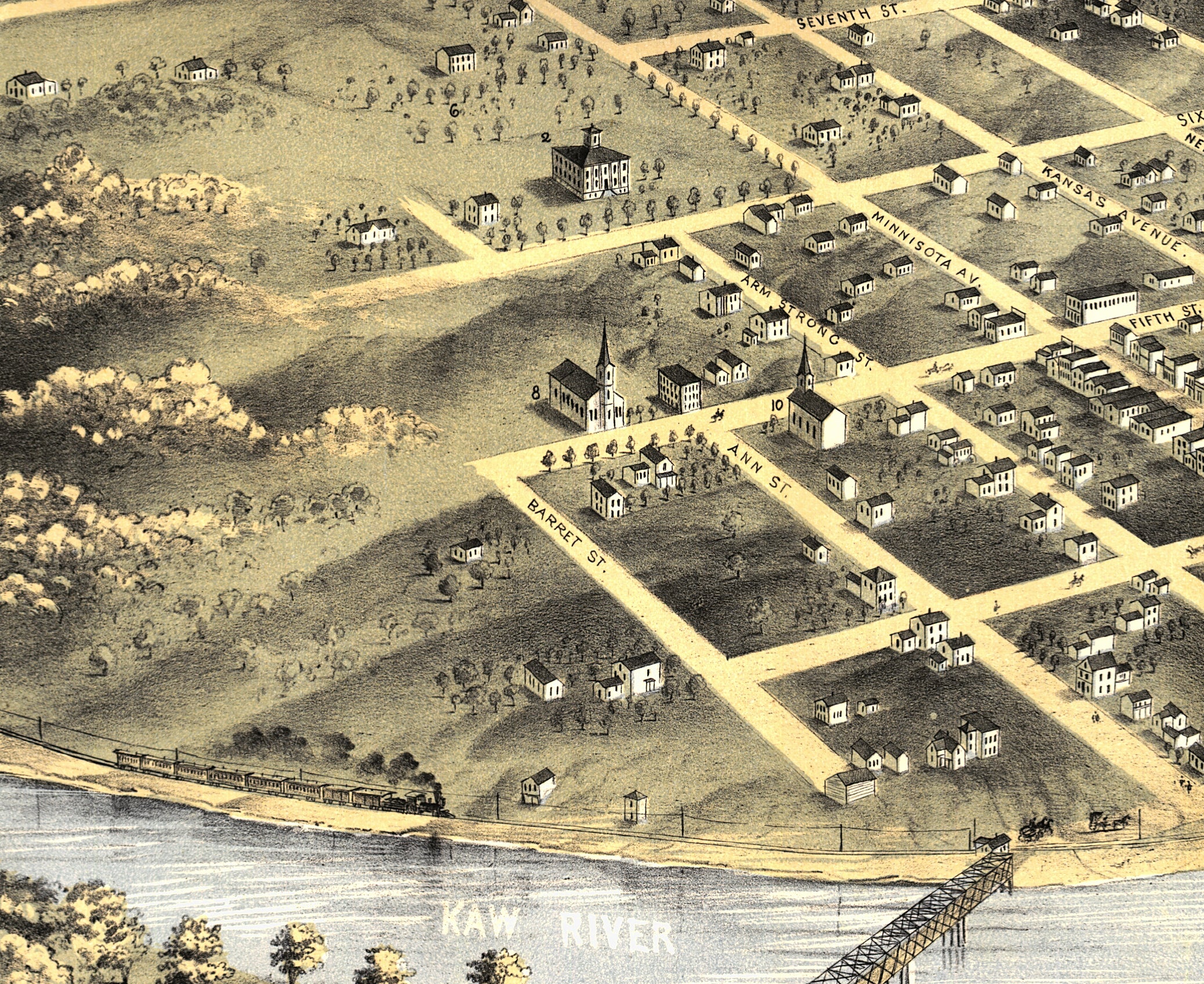 Bird's Eye View of Wyandotte, Kansas, 1869 - Image 6