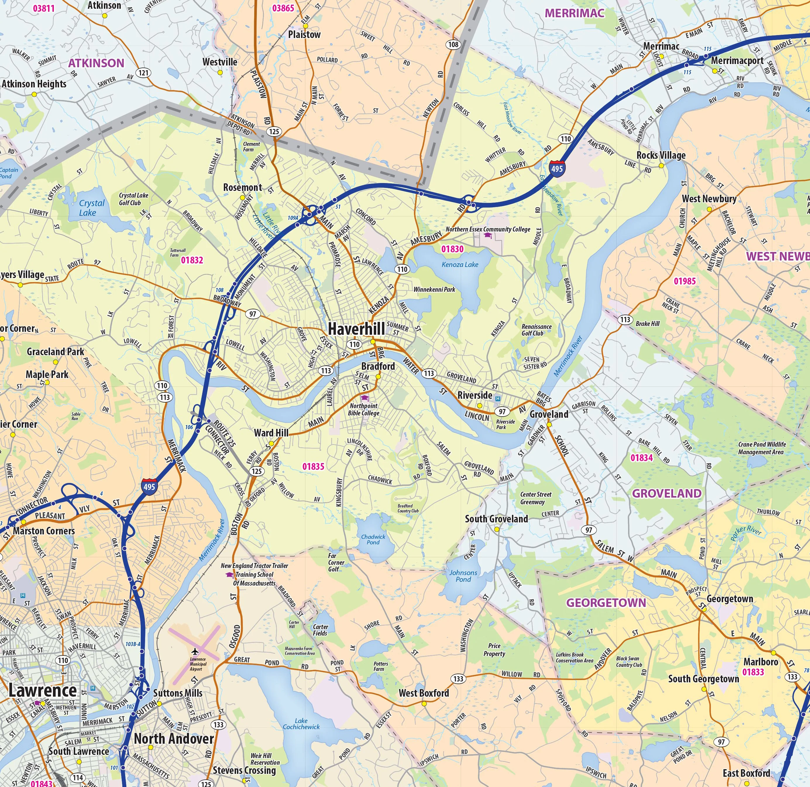 Boston North Shore Area Wall Map - Image 4
