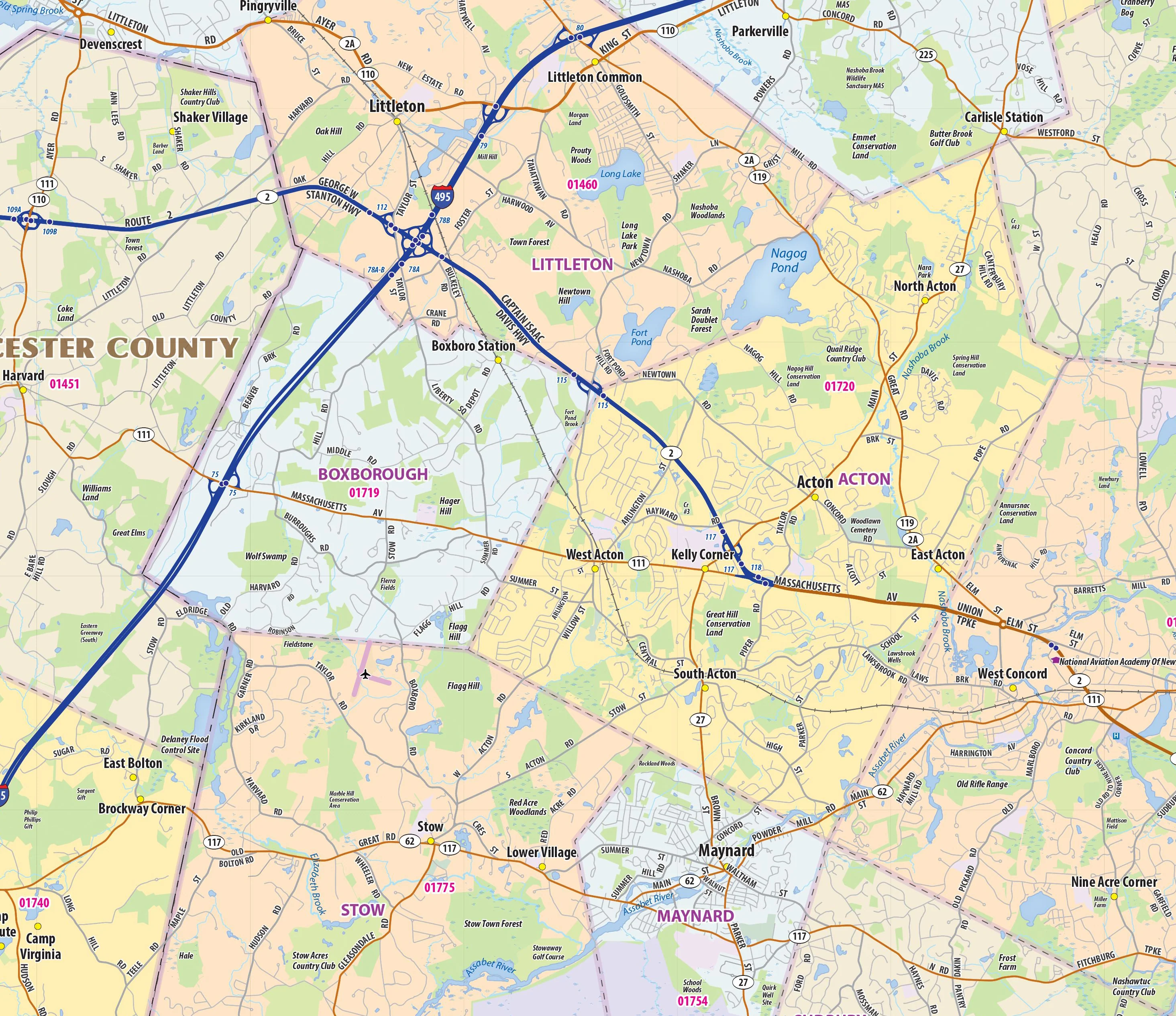 Boston North Shore Area Wall Map - Image 5