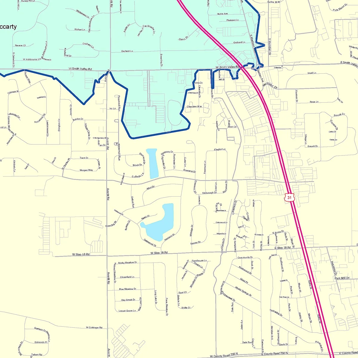 Color Cast Wall Map of Greenwood, IN - Image 2