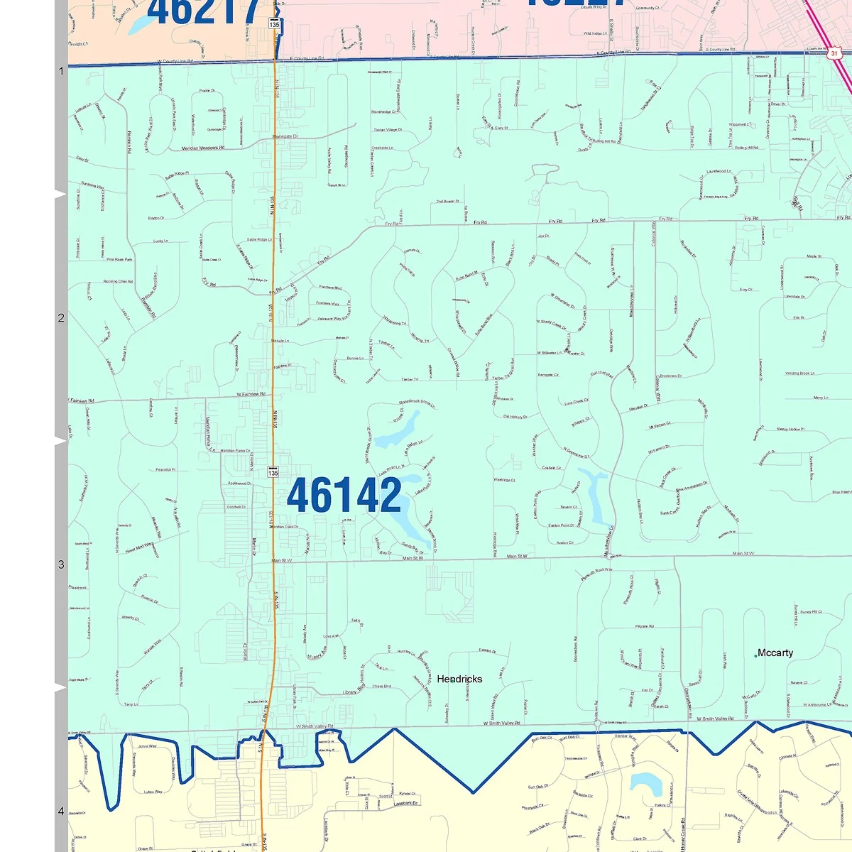 Color Cast Wall Map of Greenwood, IN - Image 3