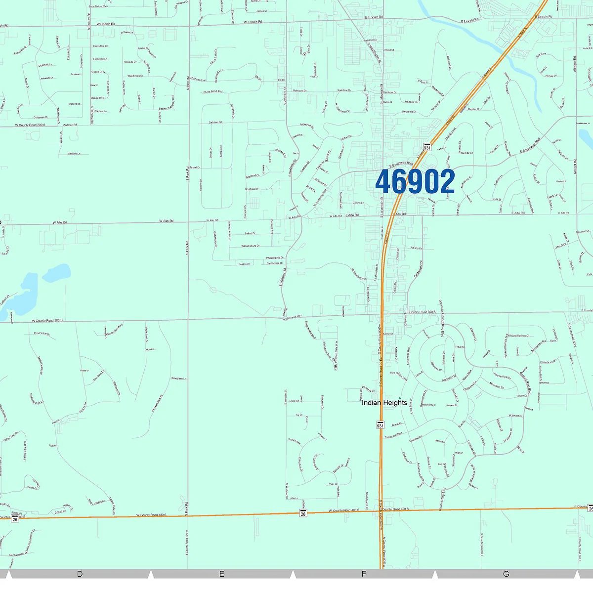 Color Cast Wall Map of Kokomo, IN - Image 5
