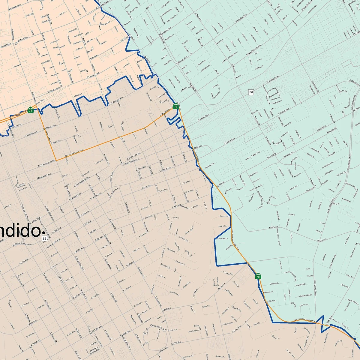Color Cast Zip Code Style Wall Map of Escondido, CA - Image 2
