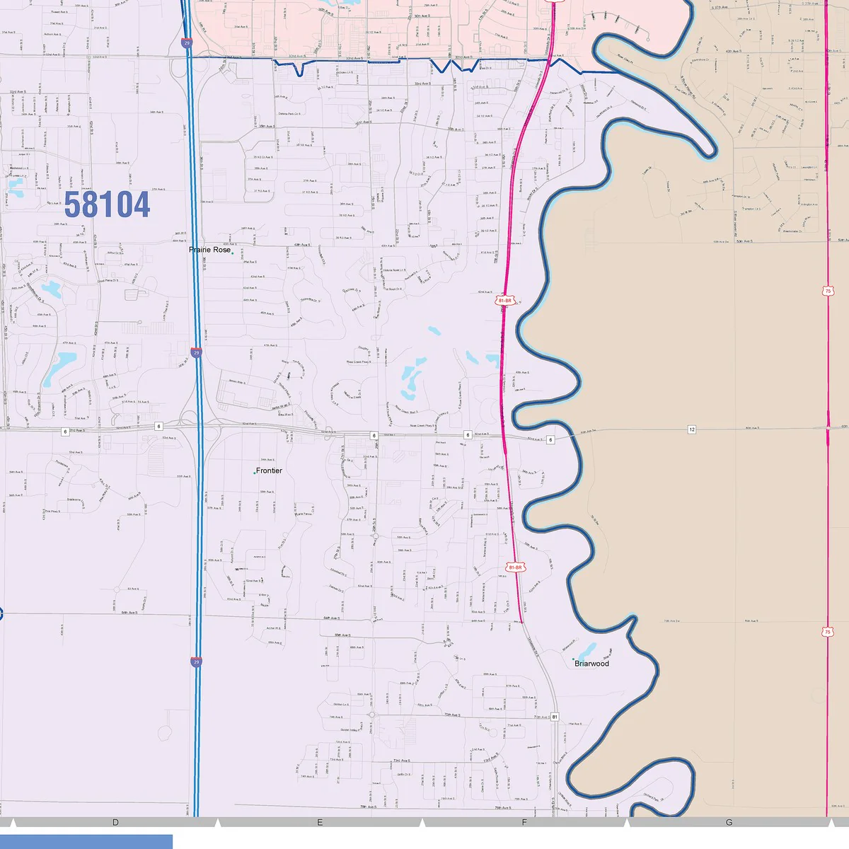 Color Cast Zip Code Style Wall Map of Fargo, ND - Image 5