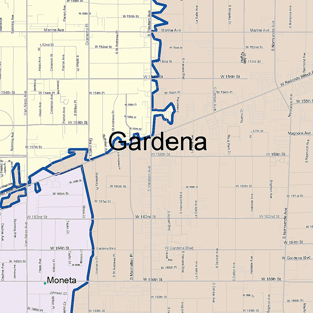 Color Cast Zip Code Style Wall Map of Gardena, CA - Image 2