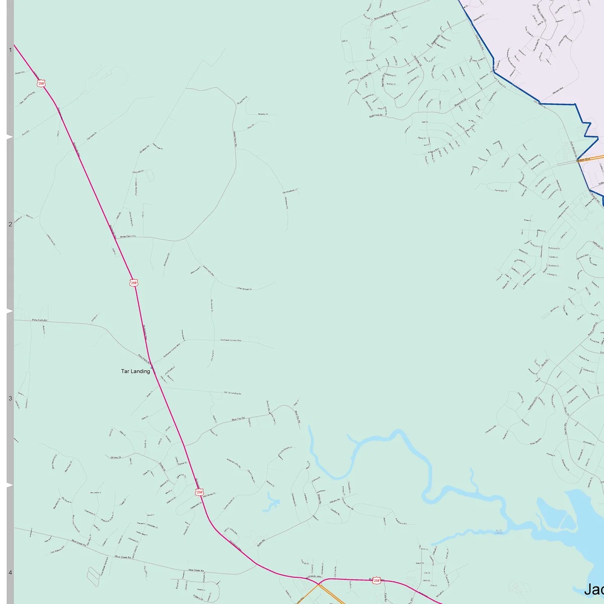 Color Cast Zip Code Style Wall Map of Jacksonville, NC - Image 3