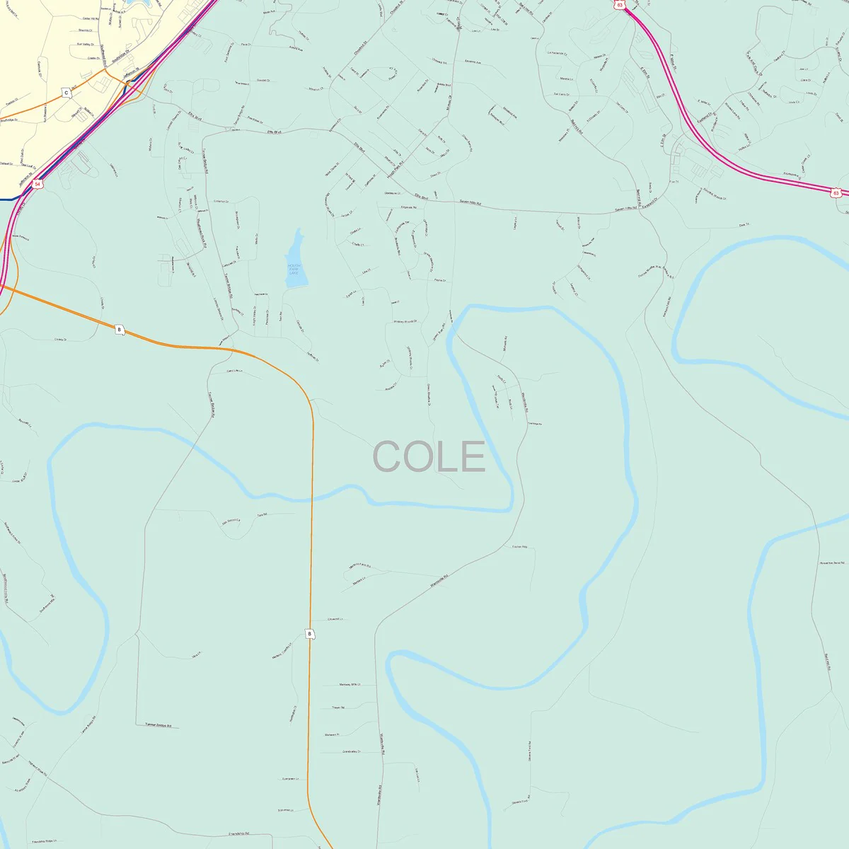 Color Cast Zip Code Style Wall Map of Jefferson City, MO - Image 5