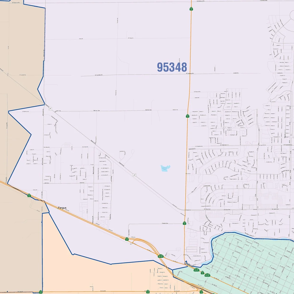 Color Cast Zip Code Style Wall Map of Merced, CA - Image 3