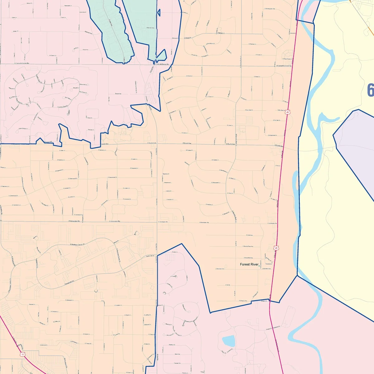Color Cast Zip Code Style Wall Map of Mount Prospect, IL - Image 4