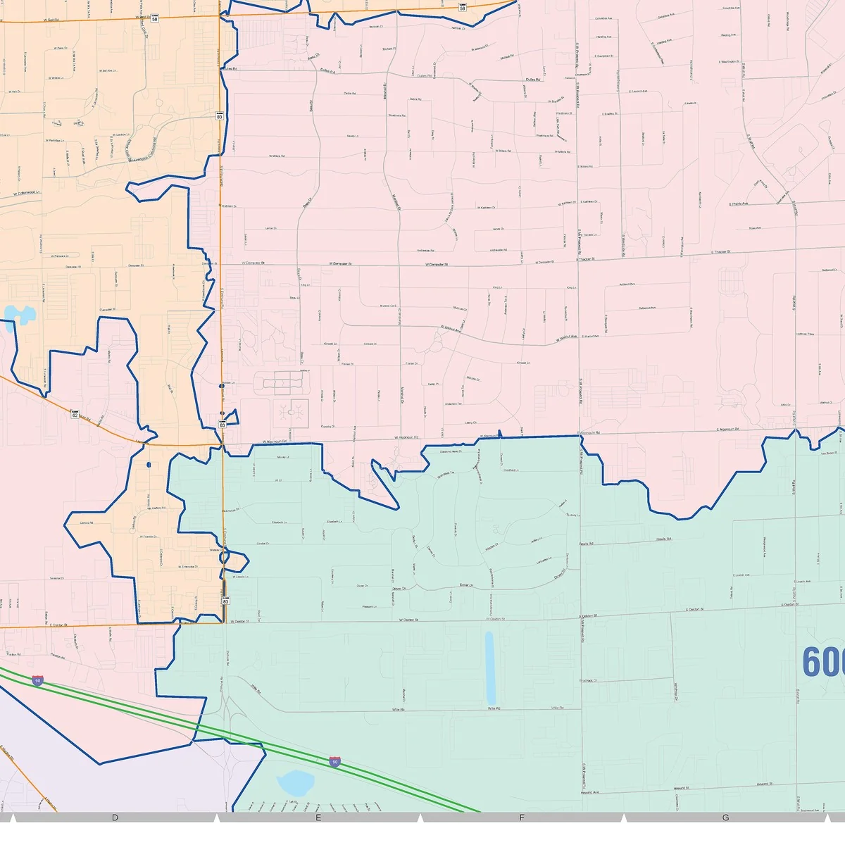 Color Cast Zip Code Style Wall Map of Mount Prospect, IL - Image 5