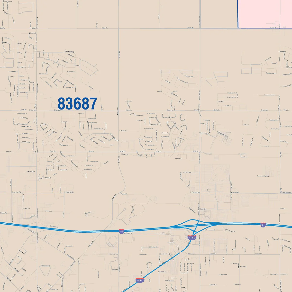 Color Cast Zip Code Style Wall Map of Nampa, ID - Image 4