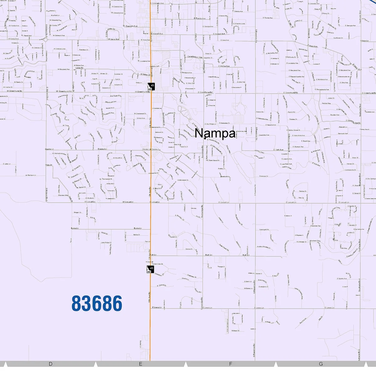 Color Cast Zip Code Style Wall Map of Nampa, ID - Image 5