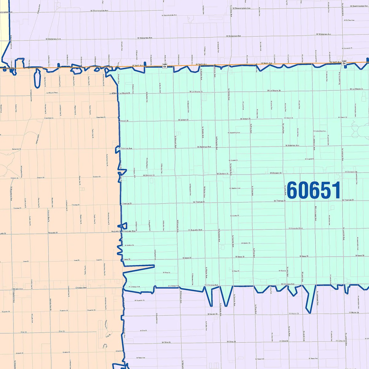 Color Cast Zip Code Style Wall Map of Oak Park, IL - Image 4