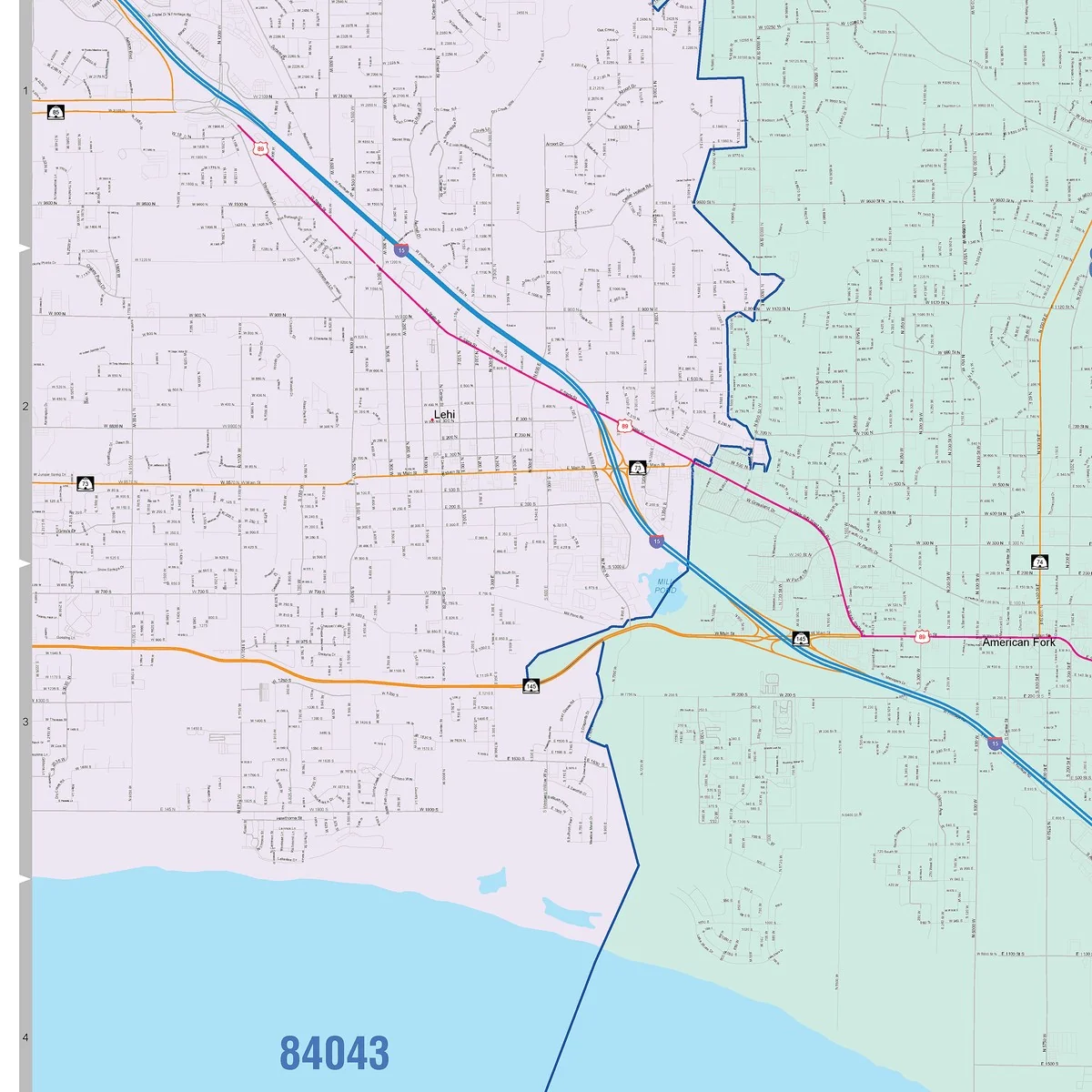 Color Cast Zip Code Style Wall Map of Orem, UT - Image 3