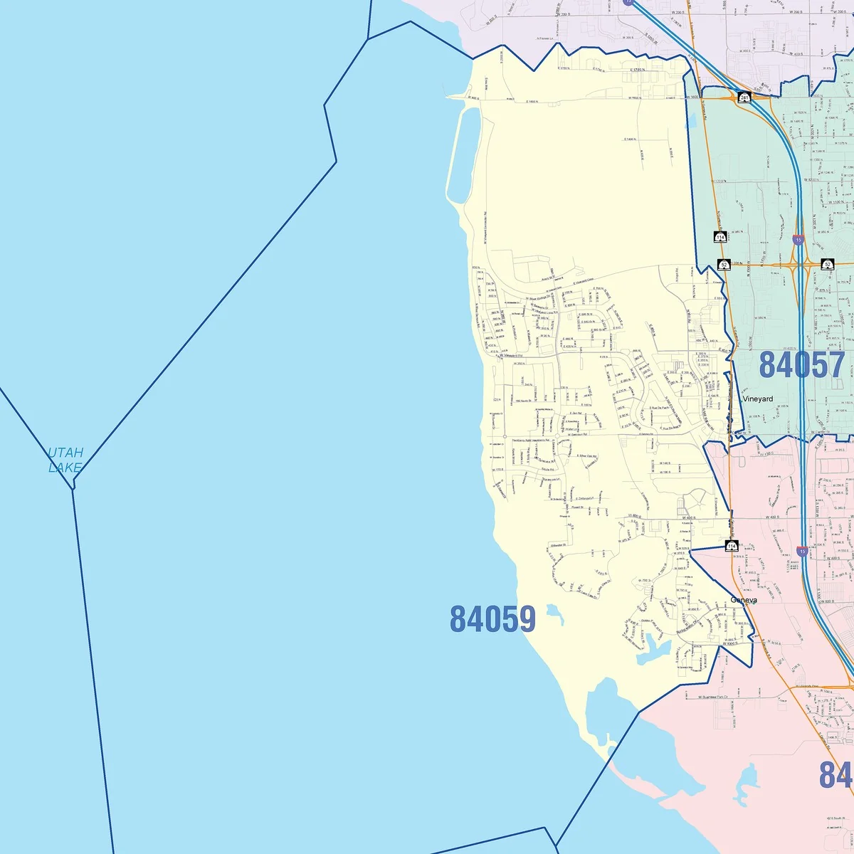 Color Cast Zip Code Style Wall Map of Orem, UT - Image 5