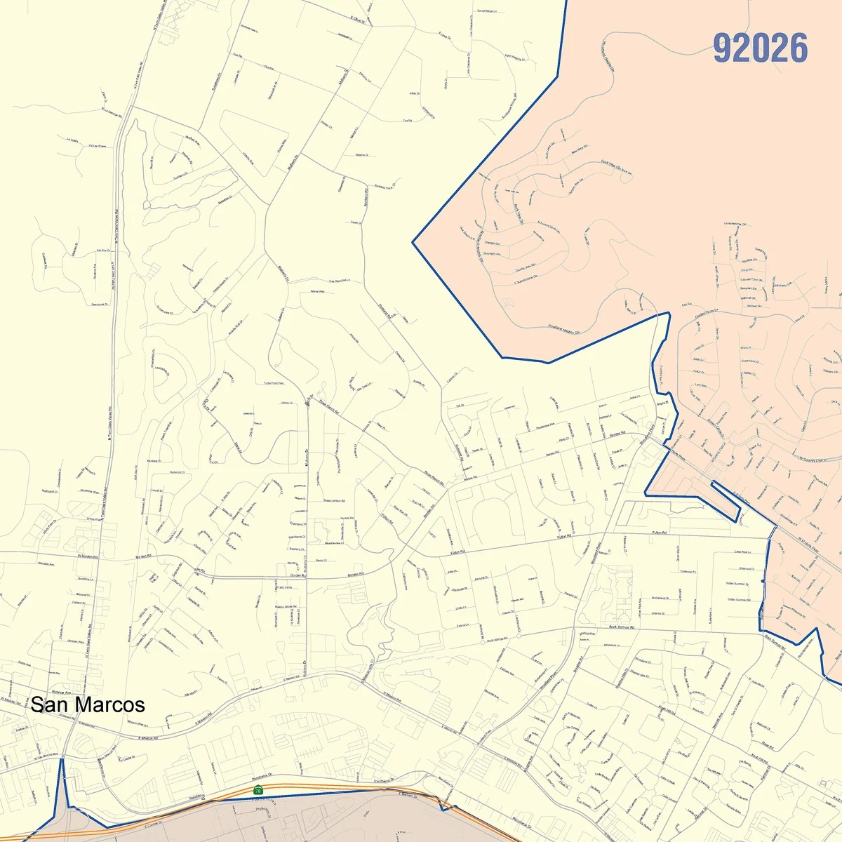 Color Cast Zip Code Style Wall Map of San Marcos, CA - Image 4