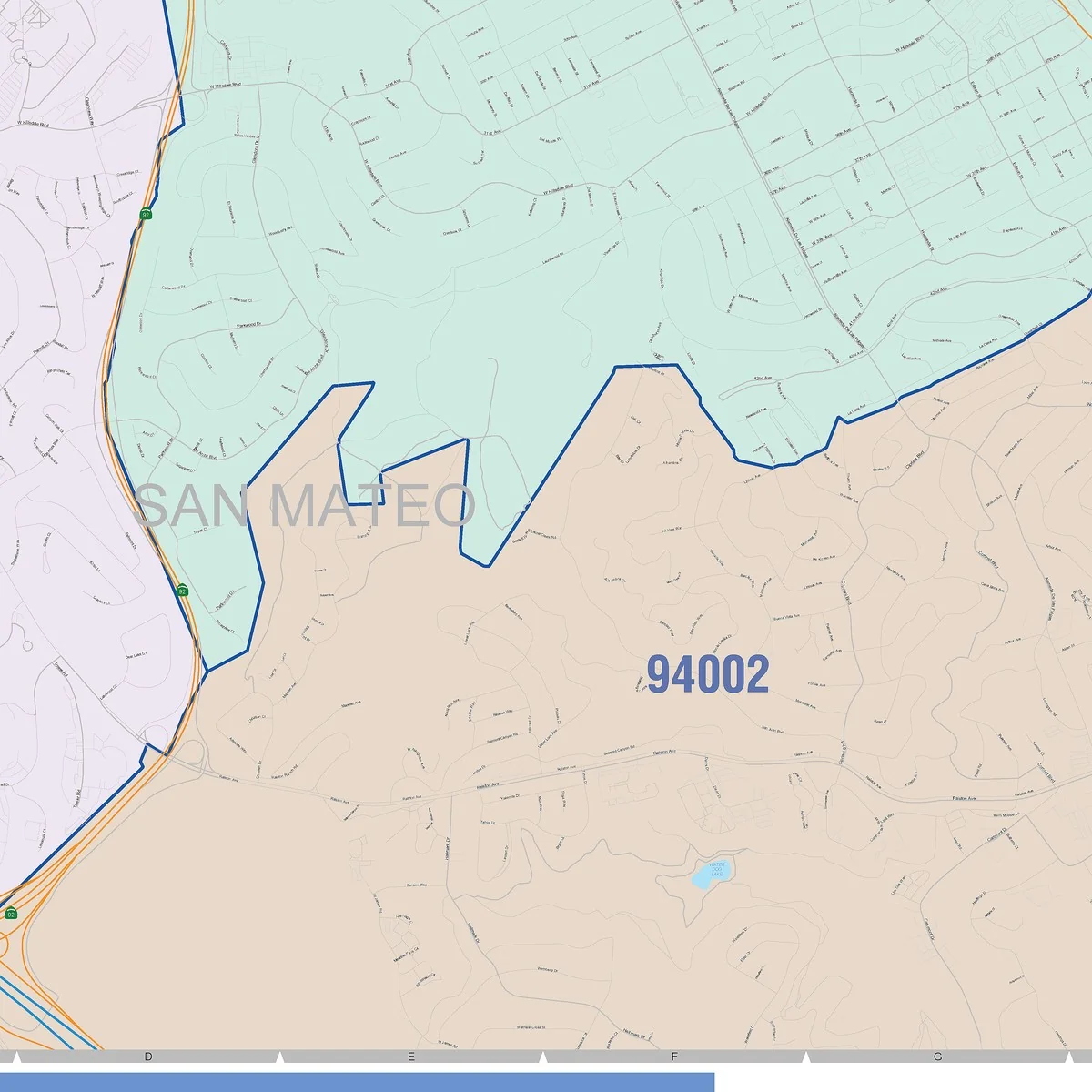 Color Cast Zip Code Style Wall Map of San Mateo, CA - Image 5