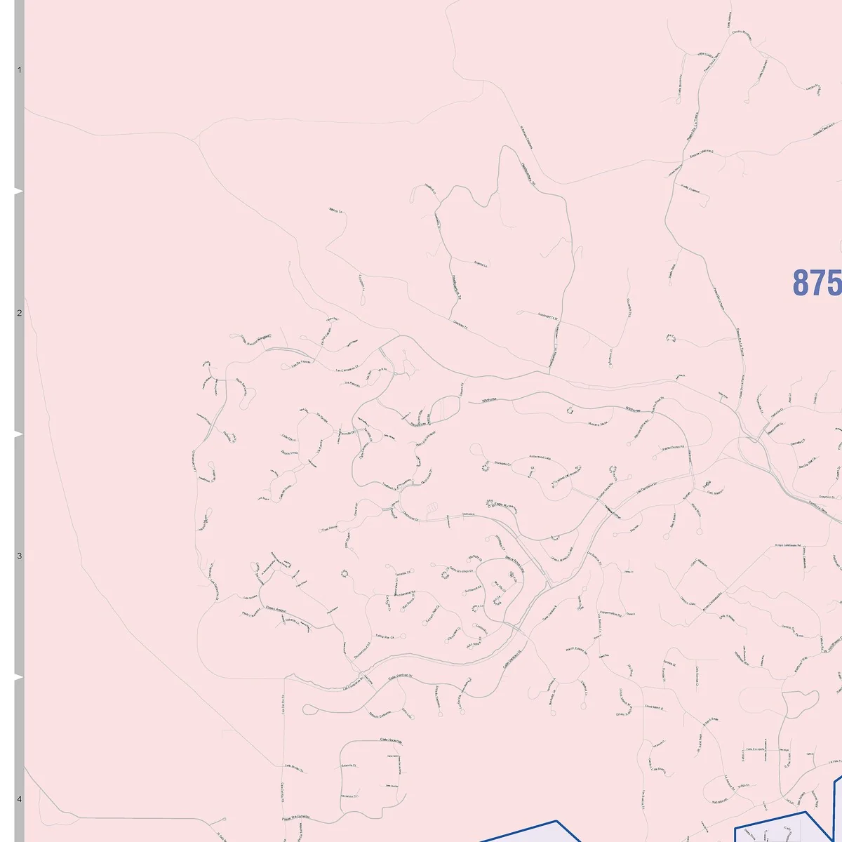 Color Cast Zip Code Style Wall Map of Santa Fe, NM - Image 3