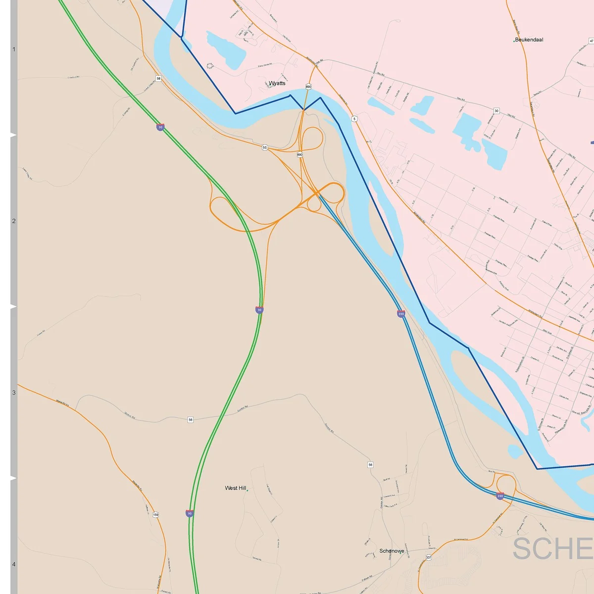 Color Cast Zip Code Style Wall Map of Schenectady, NY - Image 3