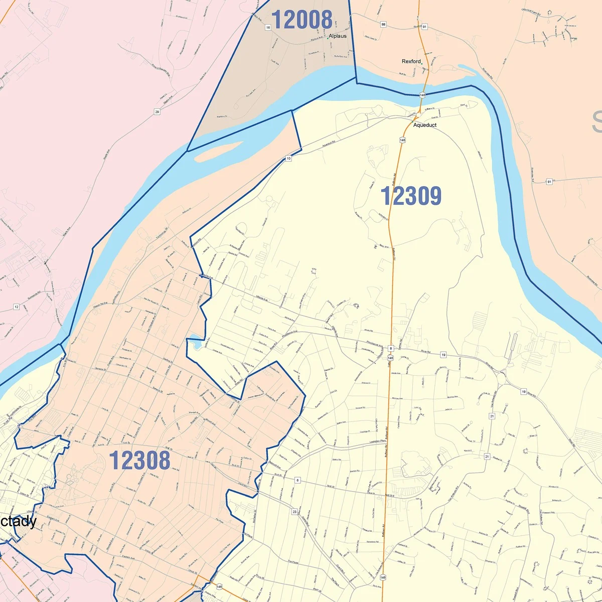 Color Cast Zip Code Style Wall Map of Schenectady, NY - Image 4