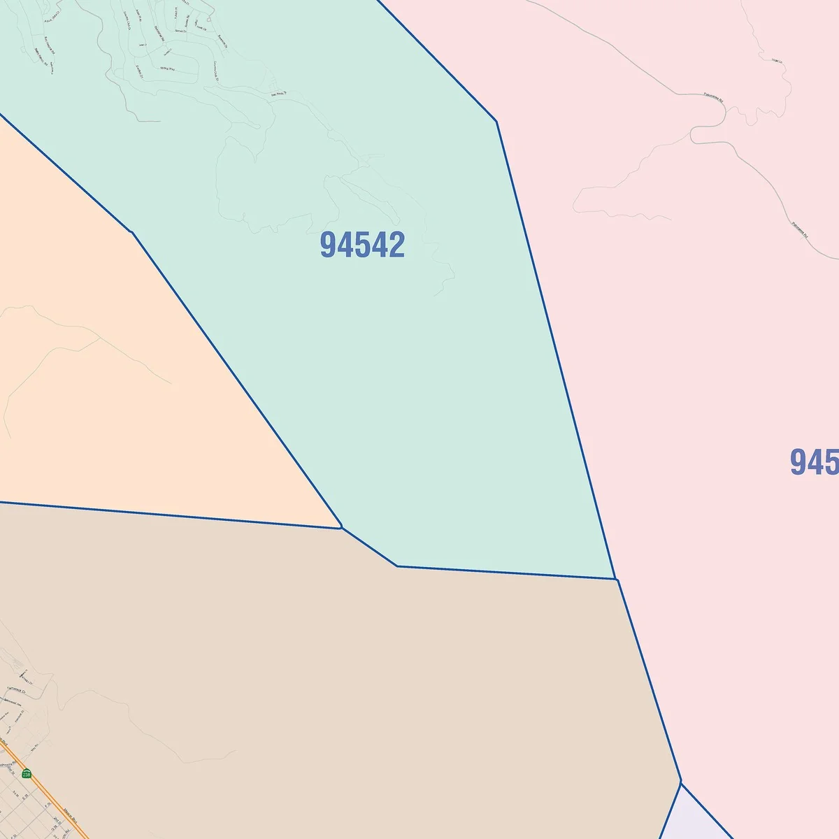 Color Cast Zip Code Style Wall Map of Union City, CA - Image 4