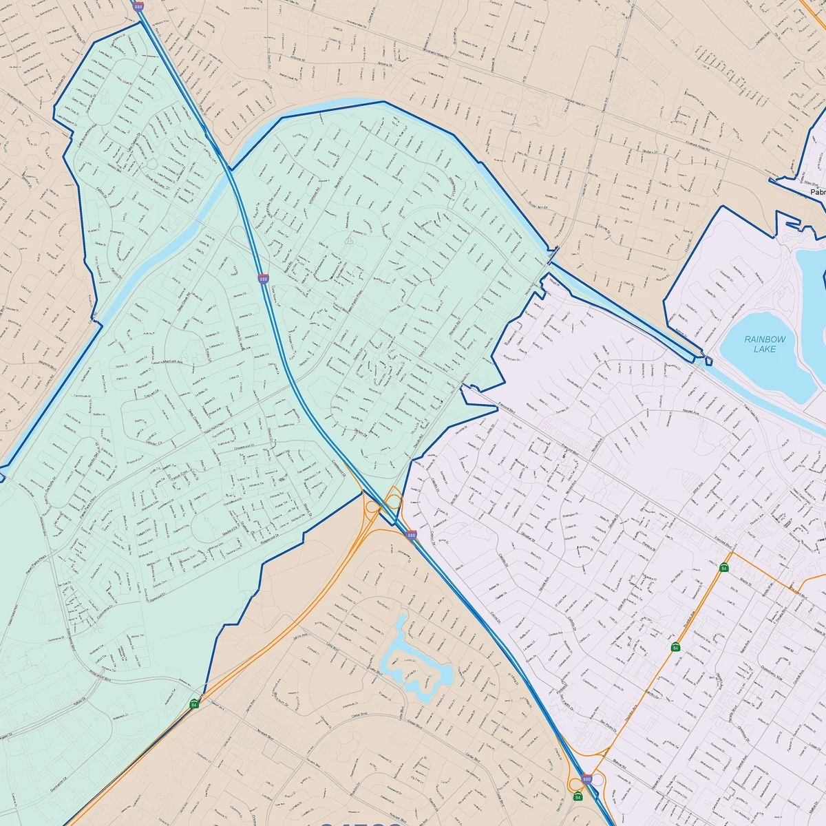 Color Cast Zip Code Style Wall Map of Union City, CA - Image 5