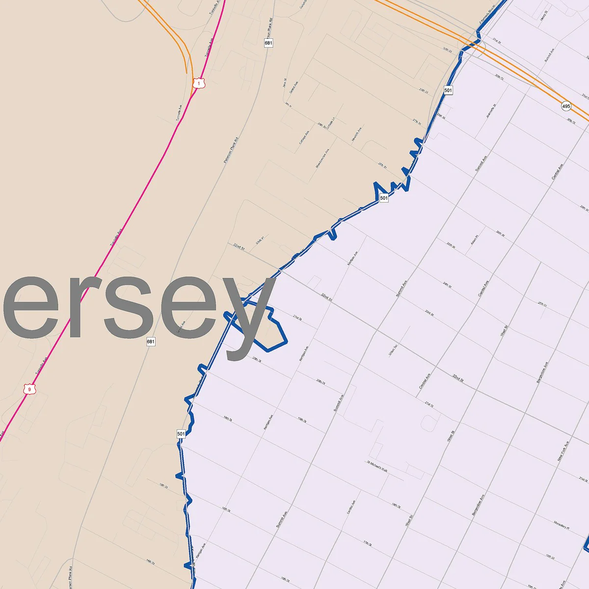 Color Cast Zip Code Style Wall Map of Union City, NJ - Image 2