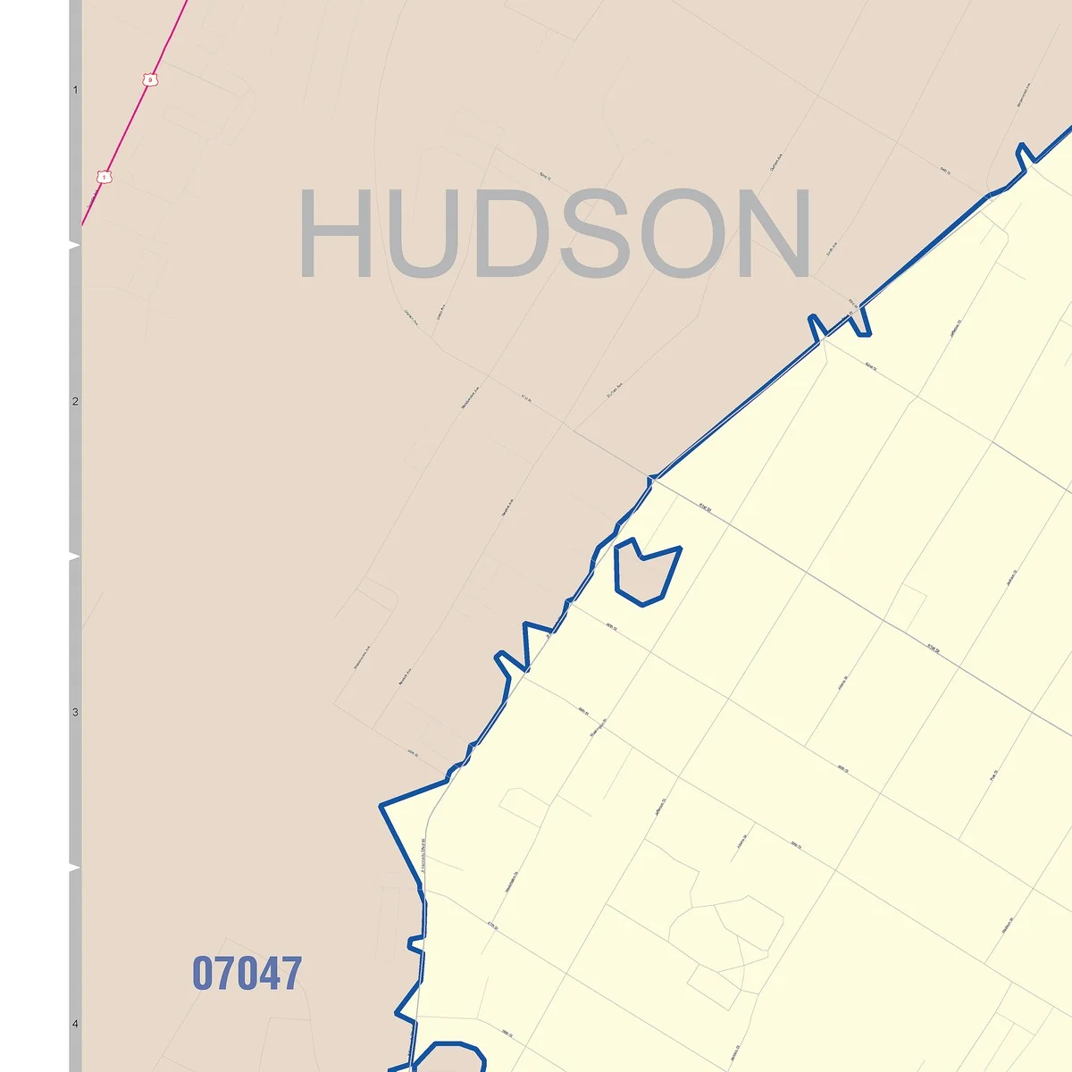 Color Cast Zip Code Style Wall Map of West New York, NJ - Image 3