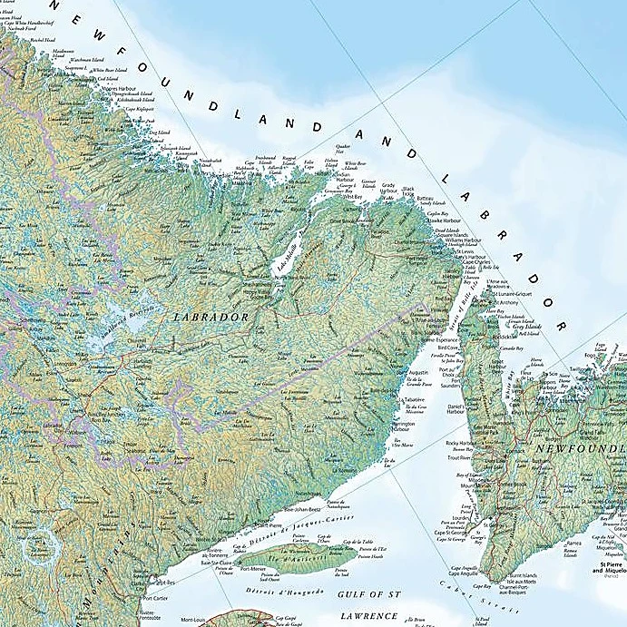 Eastern Canada Wall Map with Shaded Relief - Image 4