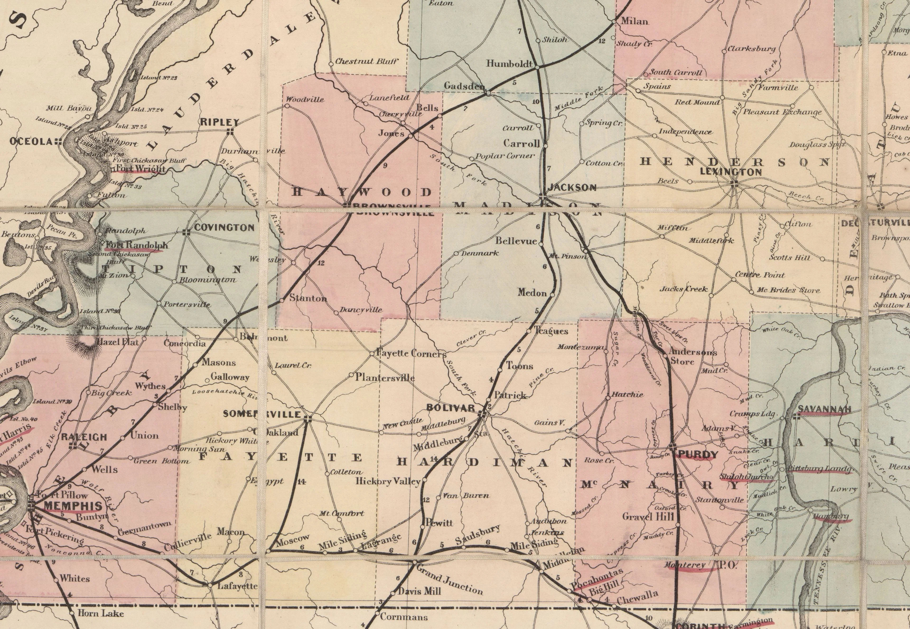 Lloyd's Official Map of the State of Tennessee, 1862 - Image 4