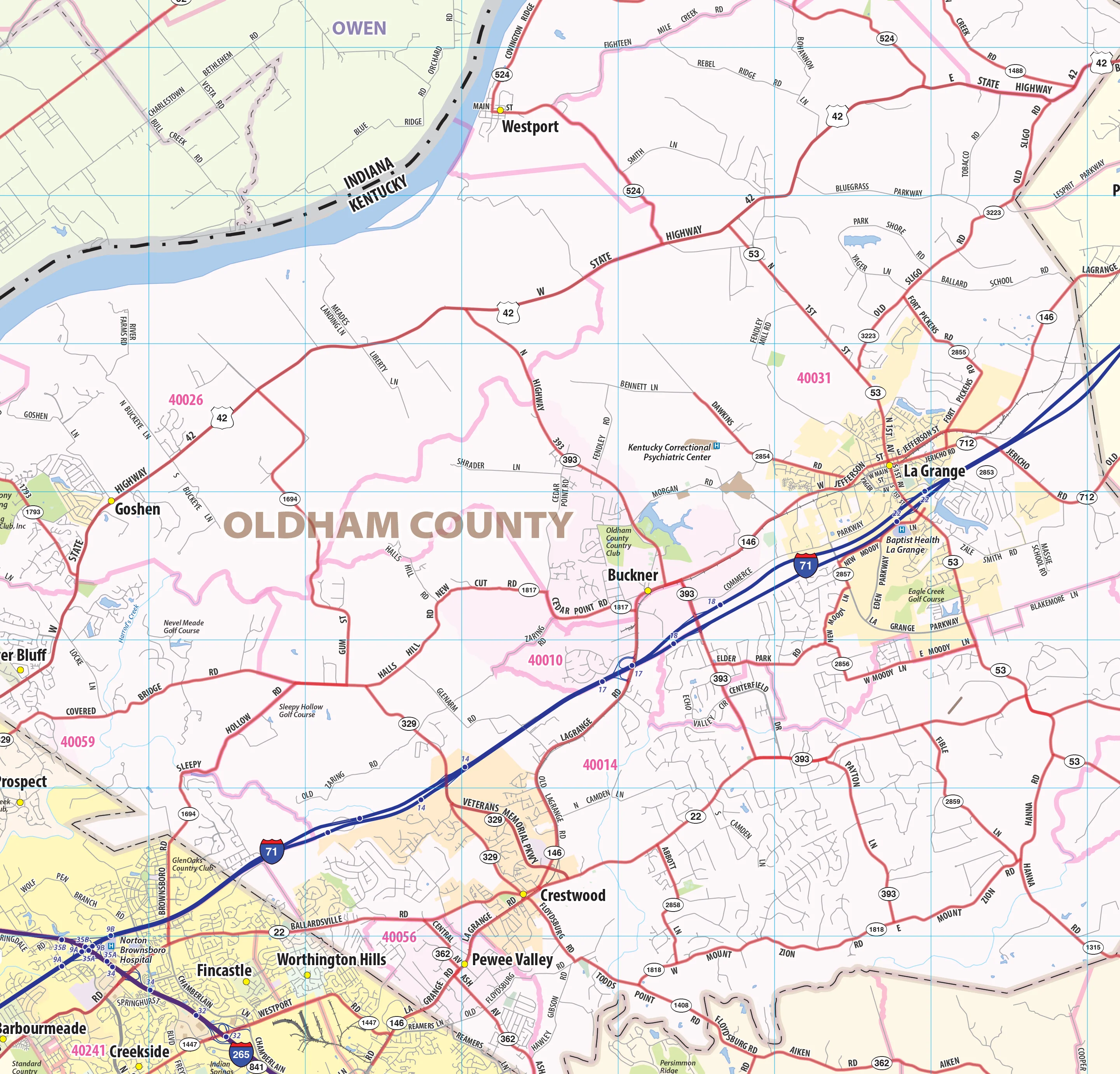 Louisville Metro Area Wall Map - Image 4