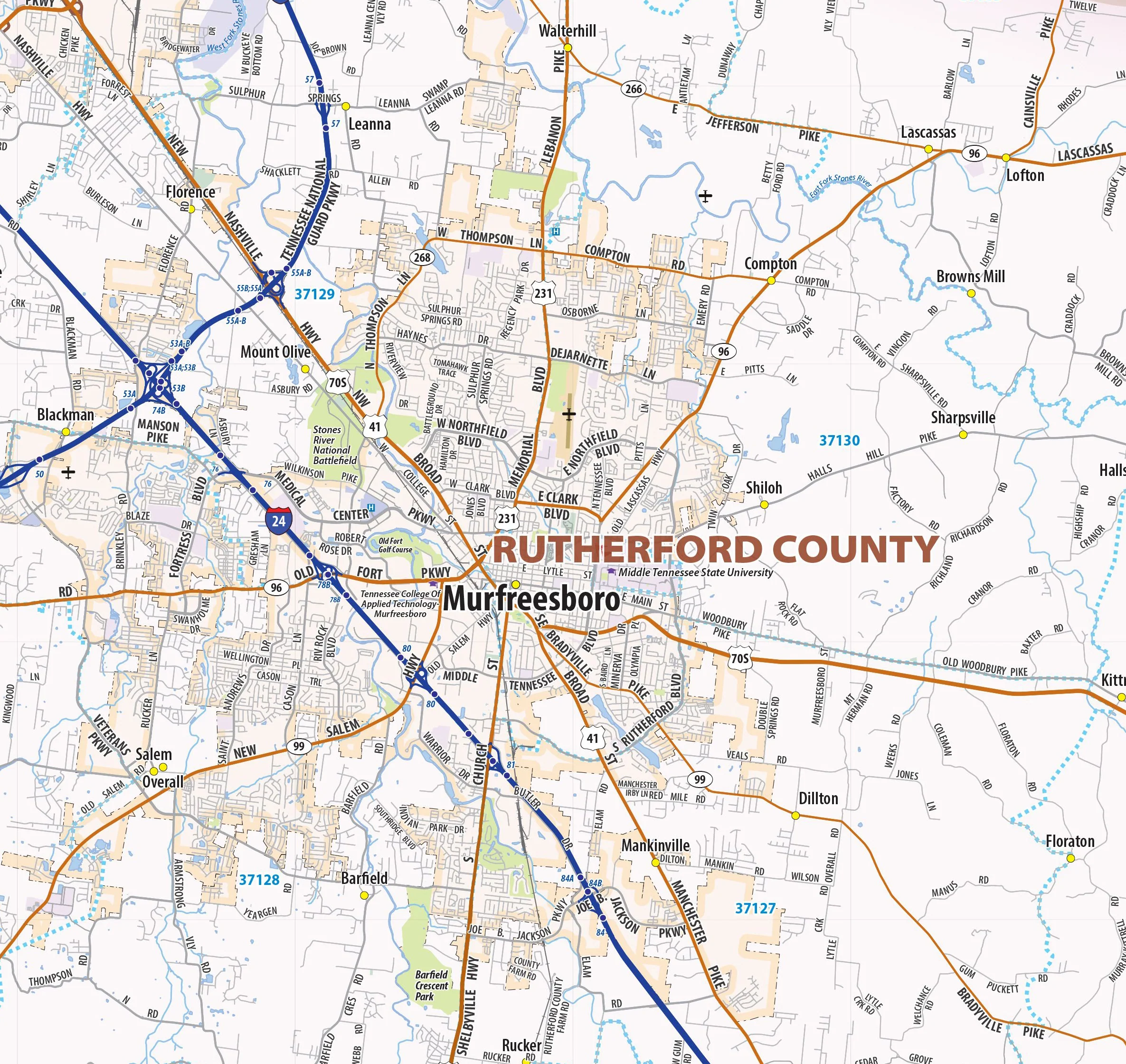 Nashville Metro Area Wall Map - Image 5