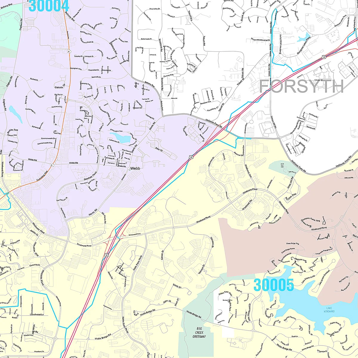 Premium Style Wall Map of Alpharetta, GA - Image 4