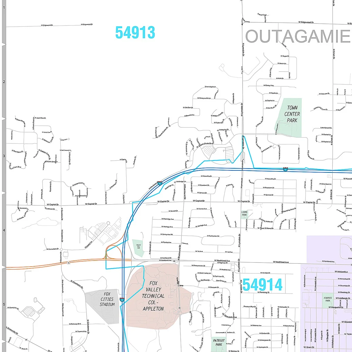 Premium Style Wall Map of Appleton, WI - Image 3