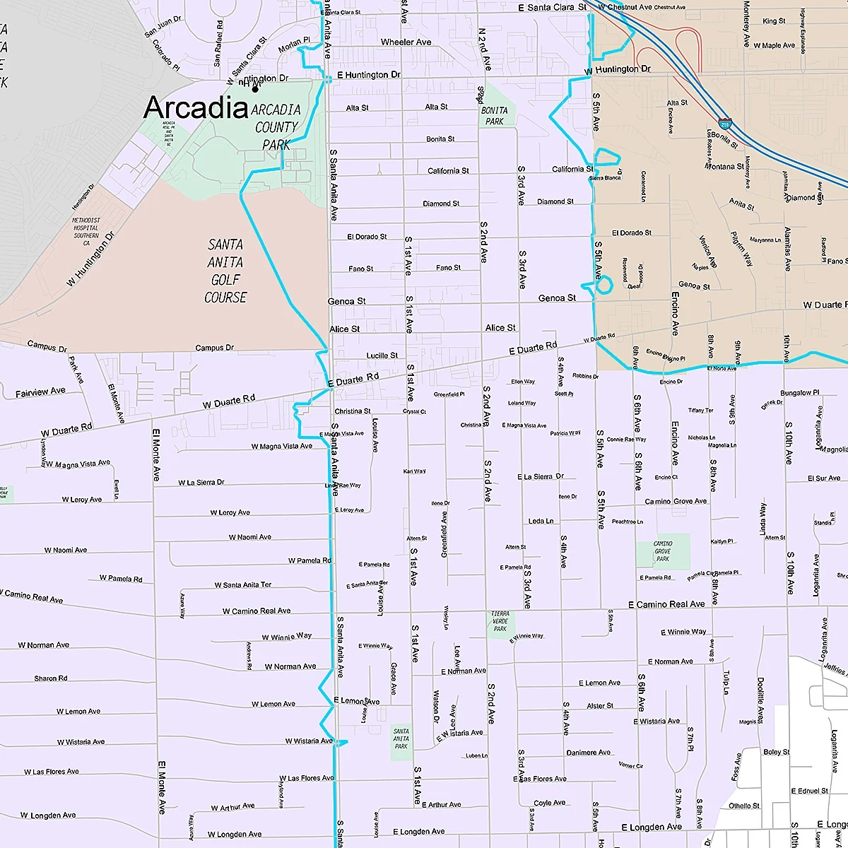 Premium Style Wall Map of Arcadia, CA - Image 2