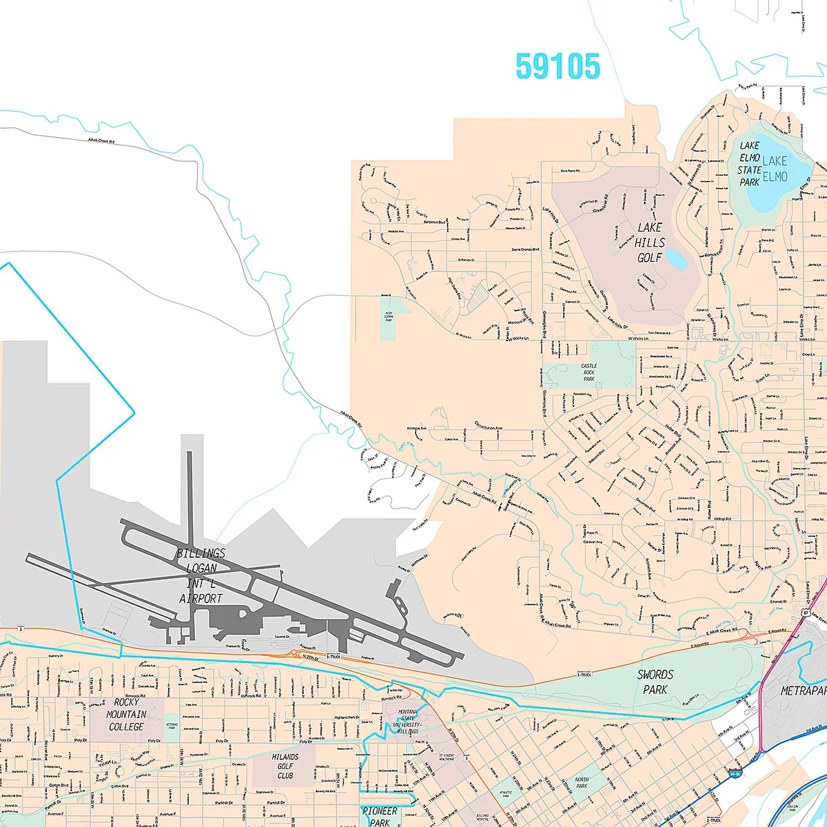 Premium Style Wall Map of Billings, MT - Image 4