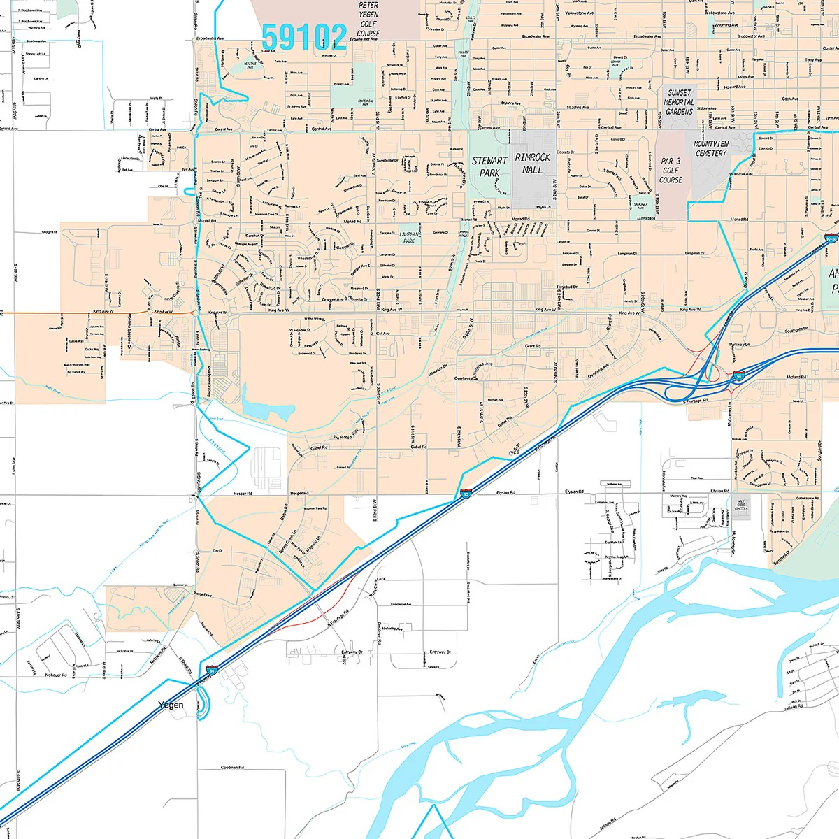 Premium Style Wall Map of Billings, MT - Image 5
