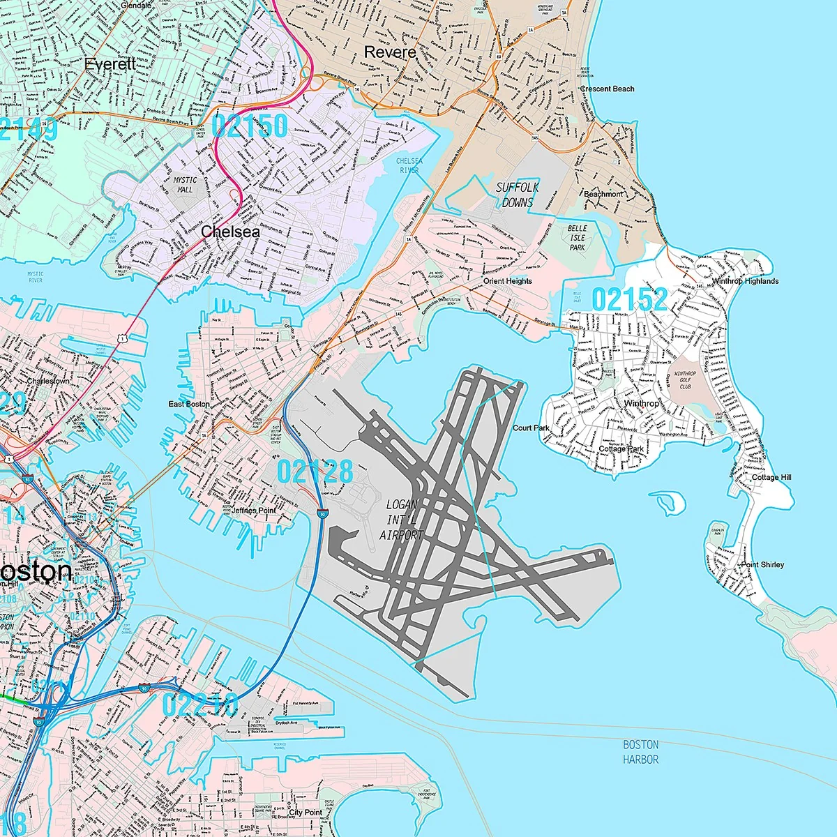 Premium Style Wall Map of Boston, MA - Image 4