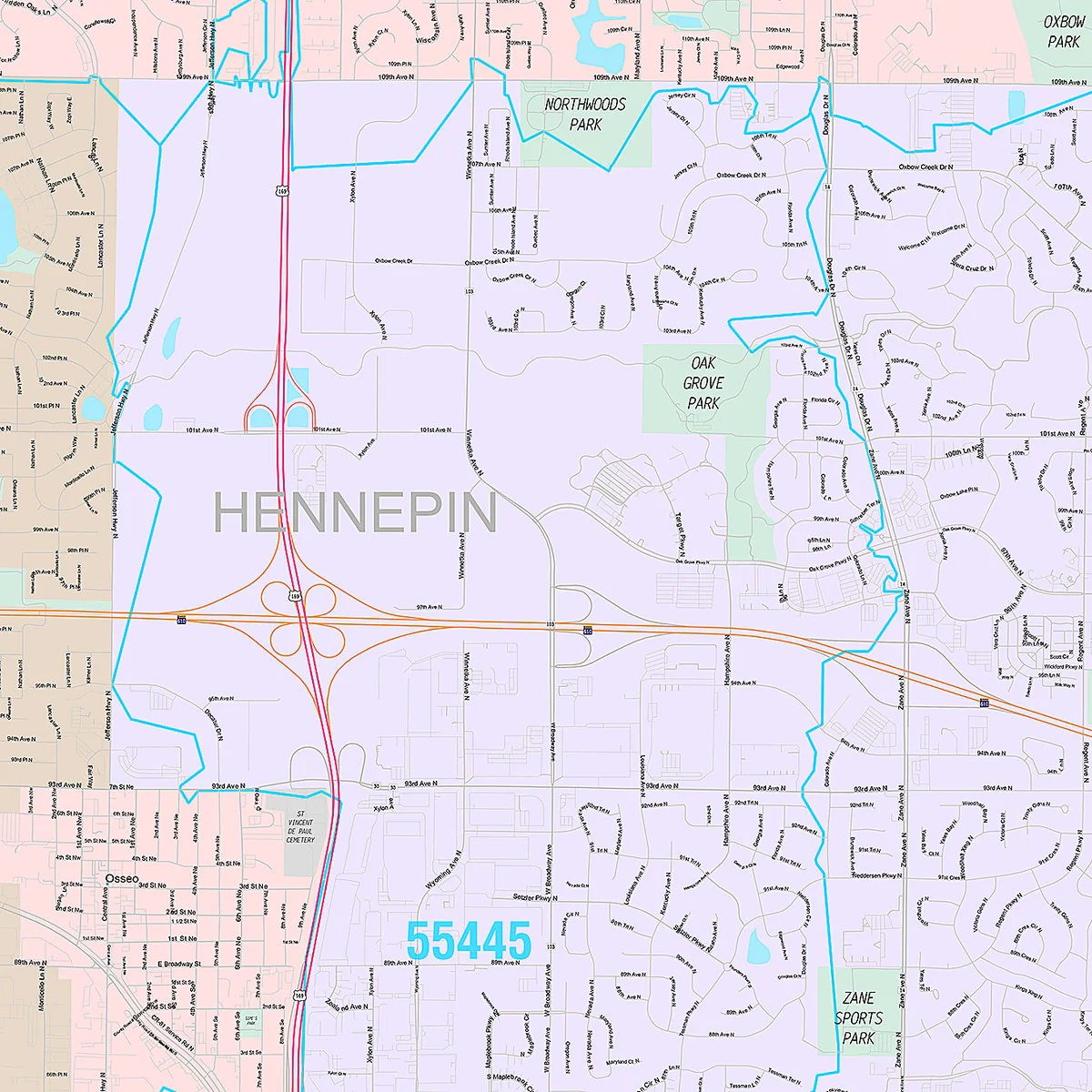 Premium Style Wall Map of Brooklyn Park, MN - Image 3